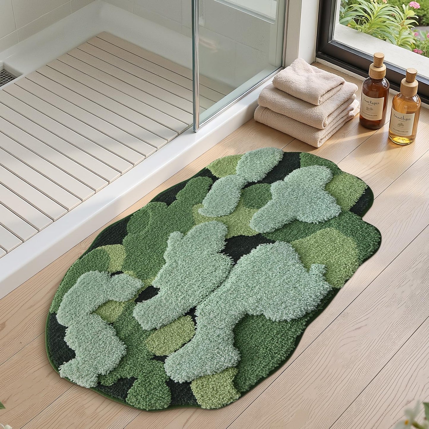 LUMI Forest Green Large Bathroom Rug, Soft Fluffy Bath Mat Non Slip, Quick Dry Absorbent Washable Carpet for Shower Floor, Bedroom, Kids Room, 24"x36"