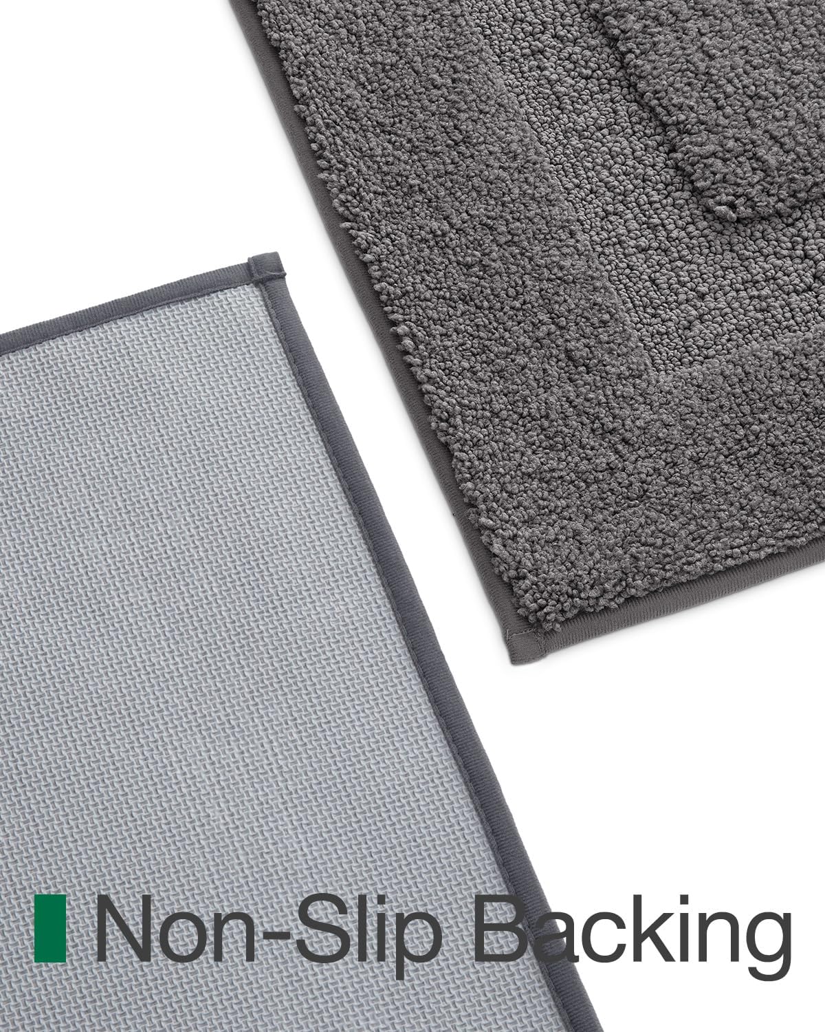 LUMI Ultra Soft Bathroom Rug, Non Slip Rubber Backing, Absorbent Washable Quick Dry, Premium Microfiber Plush, Dark Grey, for Bathtub/Shower Floor