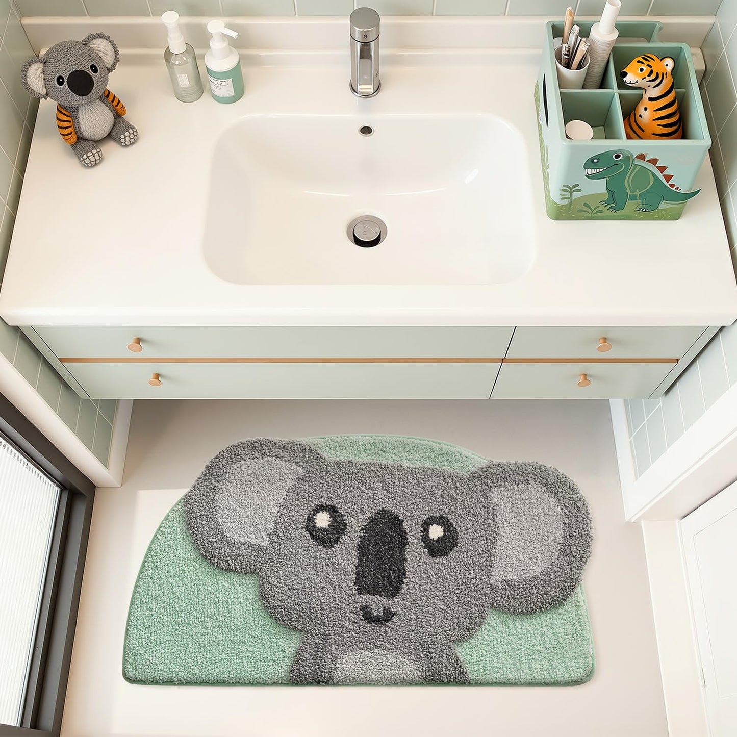 LUMI Cute Lion Shaped Bathroom Rugs, Ultra Soft Absorbent Microfiber Bath Mat, Non-Slip Backing Shower Rug, Machine Washable,for Kids Bathroom Bedroom Nursery Decor, 26"x40",Khaki