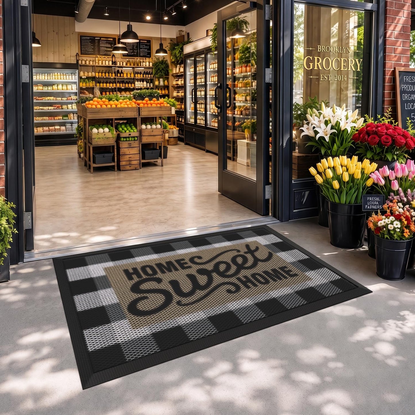 LUMI Outside Welcome Door Mat 32x47, Non-Slip Durable Rubber Easy Clean