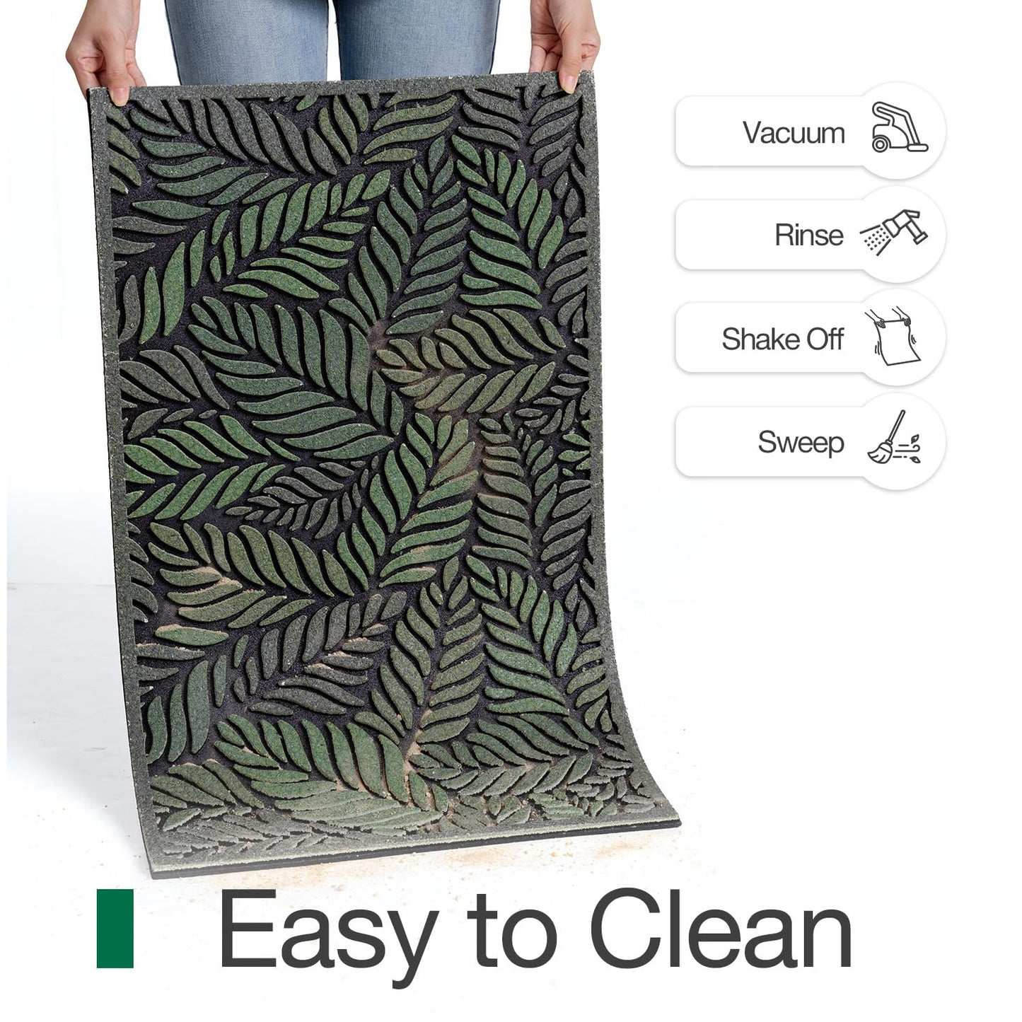 Entrance Doormat, Thick Natural Rubber Back, Stain and Fade Resistant, Nature Impression Collection - Fallen Leaves