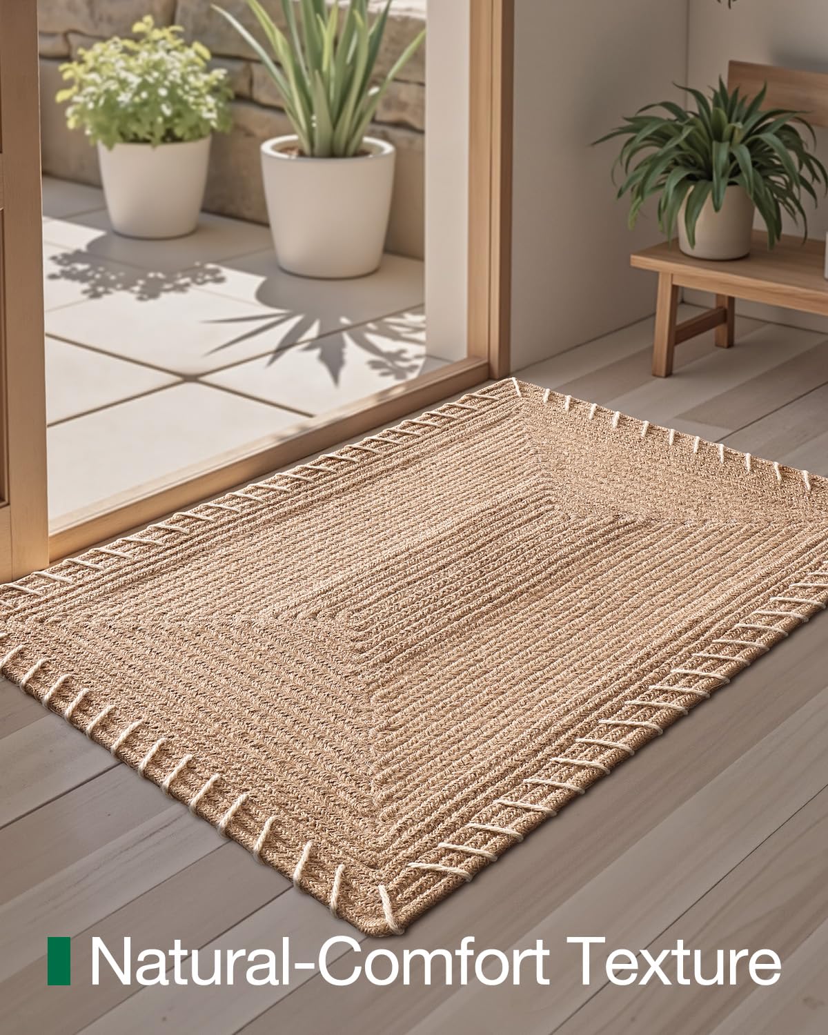 Handwoven Jute Door Mat, LUMI luxury Knit Jute Collection