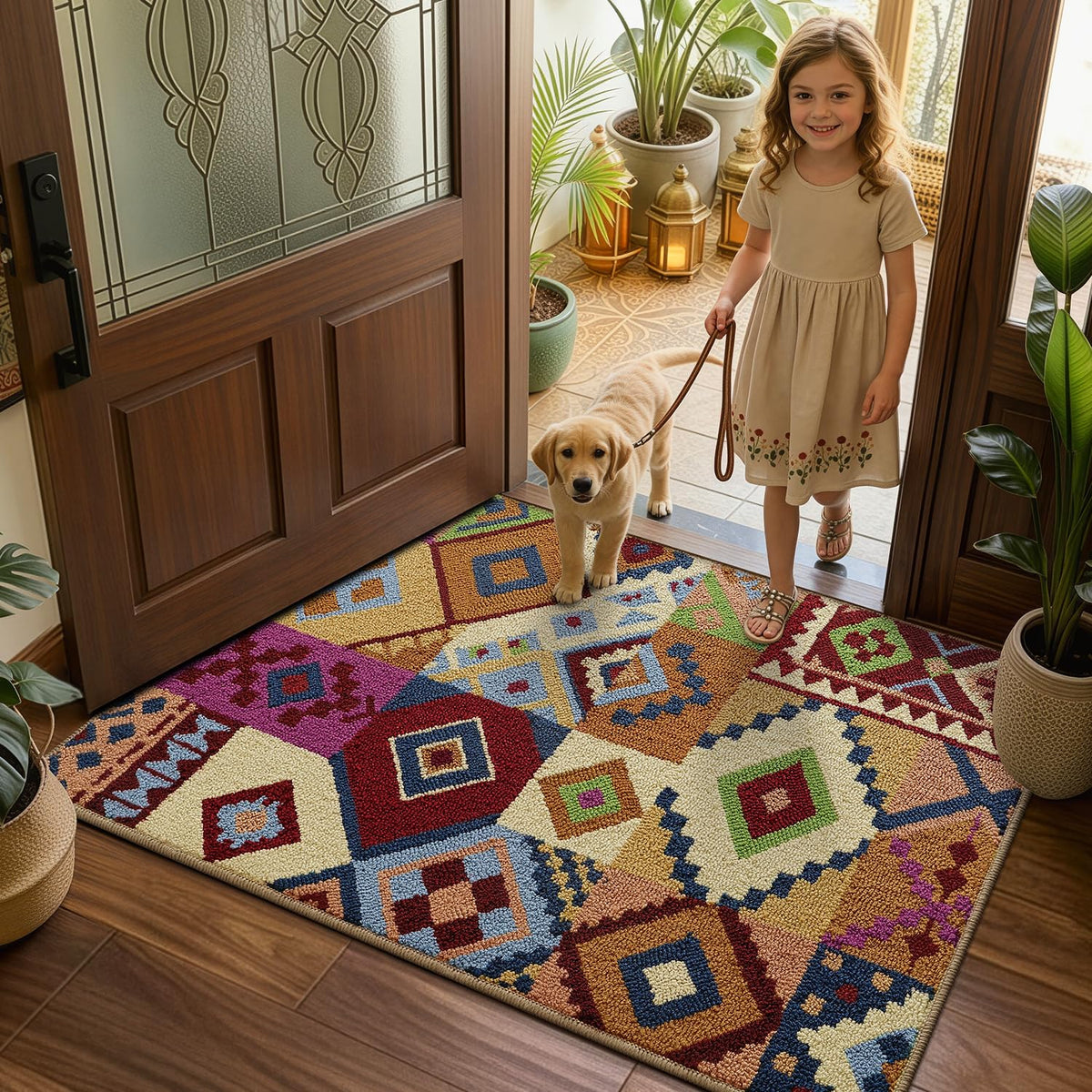 LUMI Indoor Door Mat 24x36, Non-Slip Durable Rubber Backing Washable