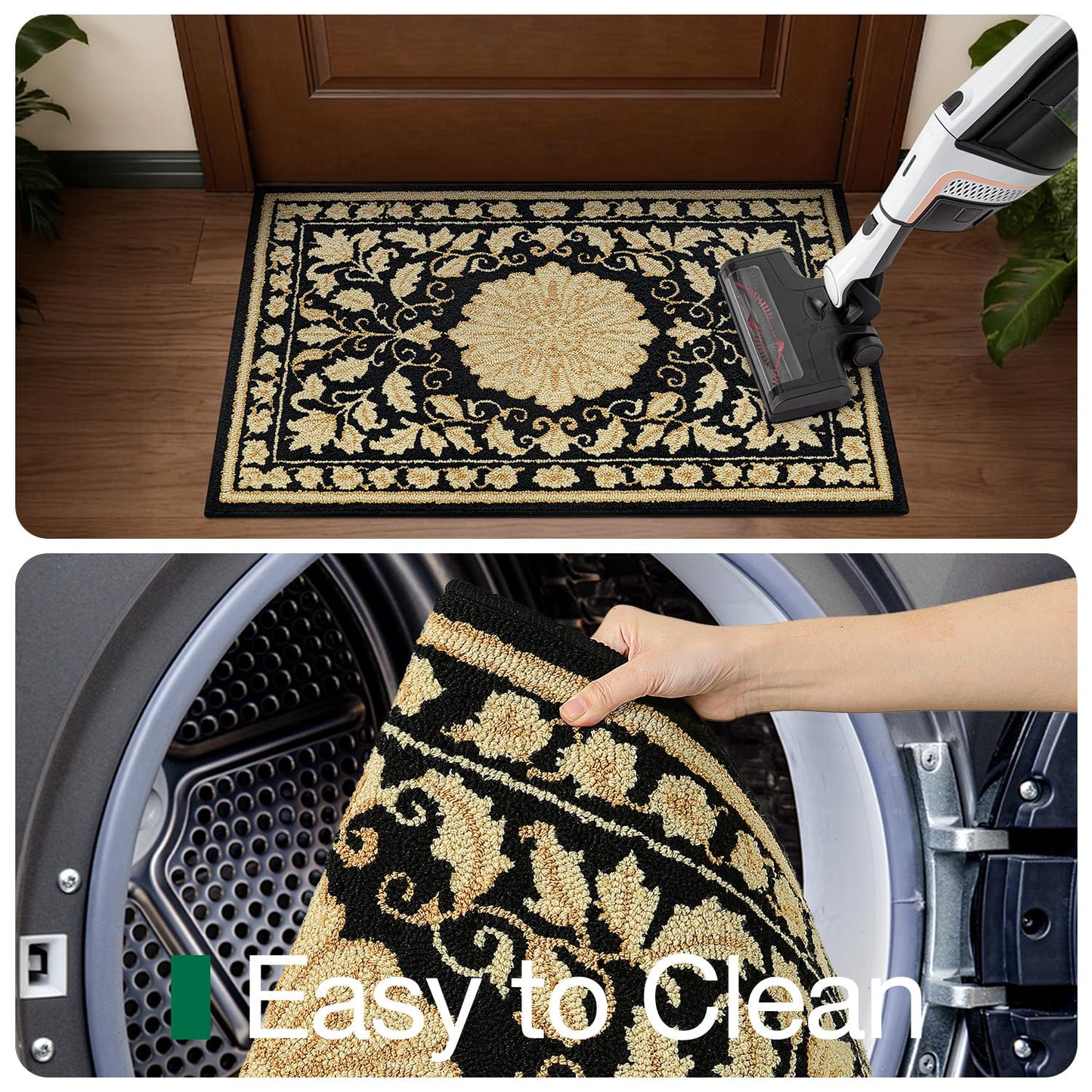 LUMI Indoor Door Mat 24x36, Non-Slip Durable Rubber Backing Washable