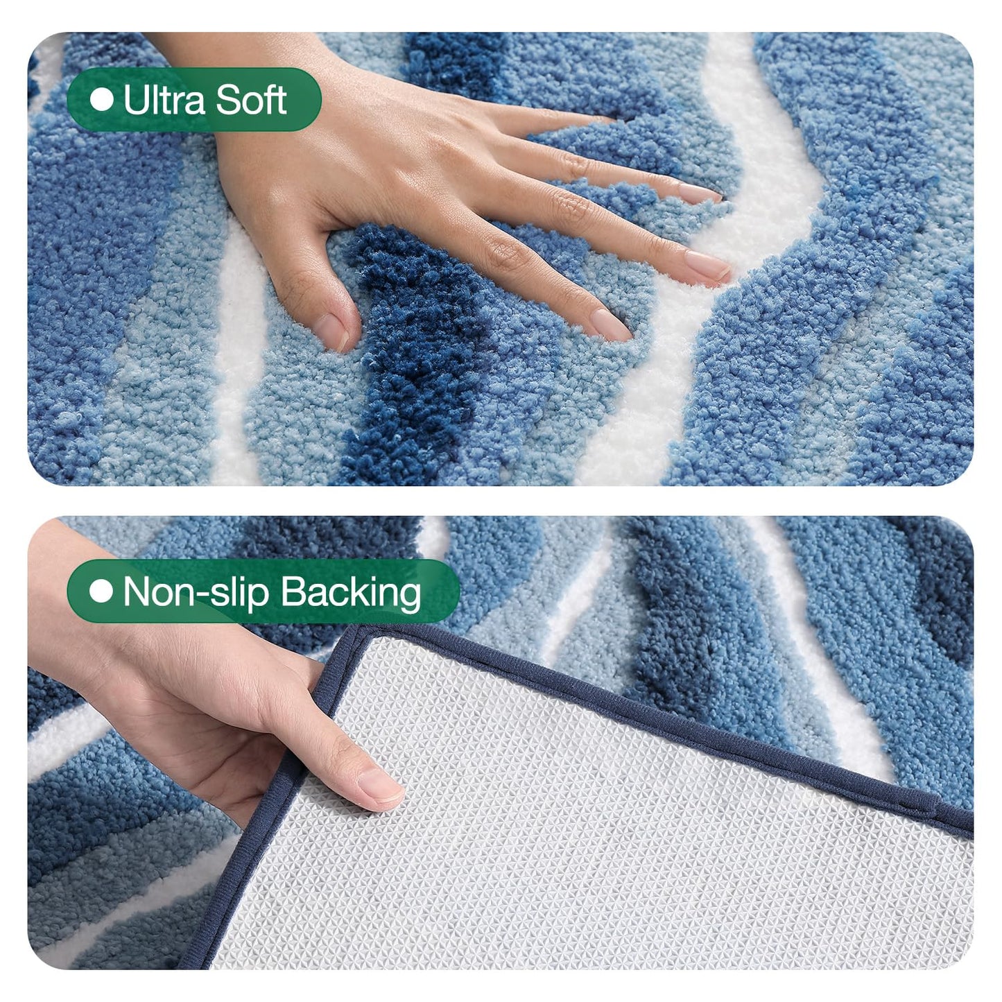 Bathroom Rugs, Non Slip Bath Mat Ultra Soft Washable Absorbent Quick Dry, Ocean Theme Collection