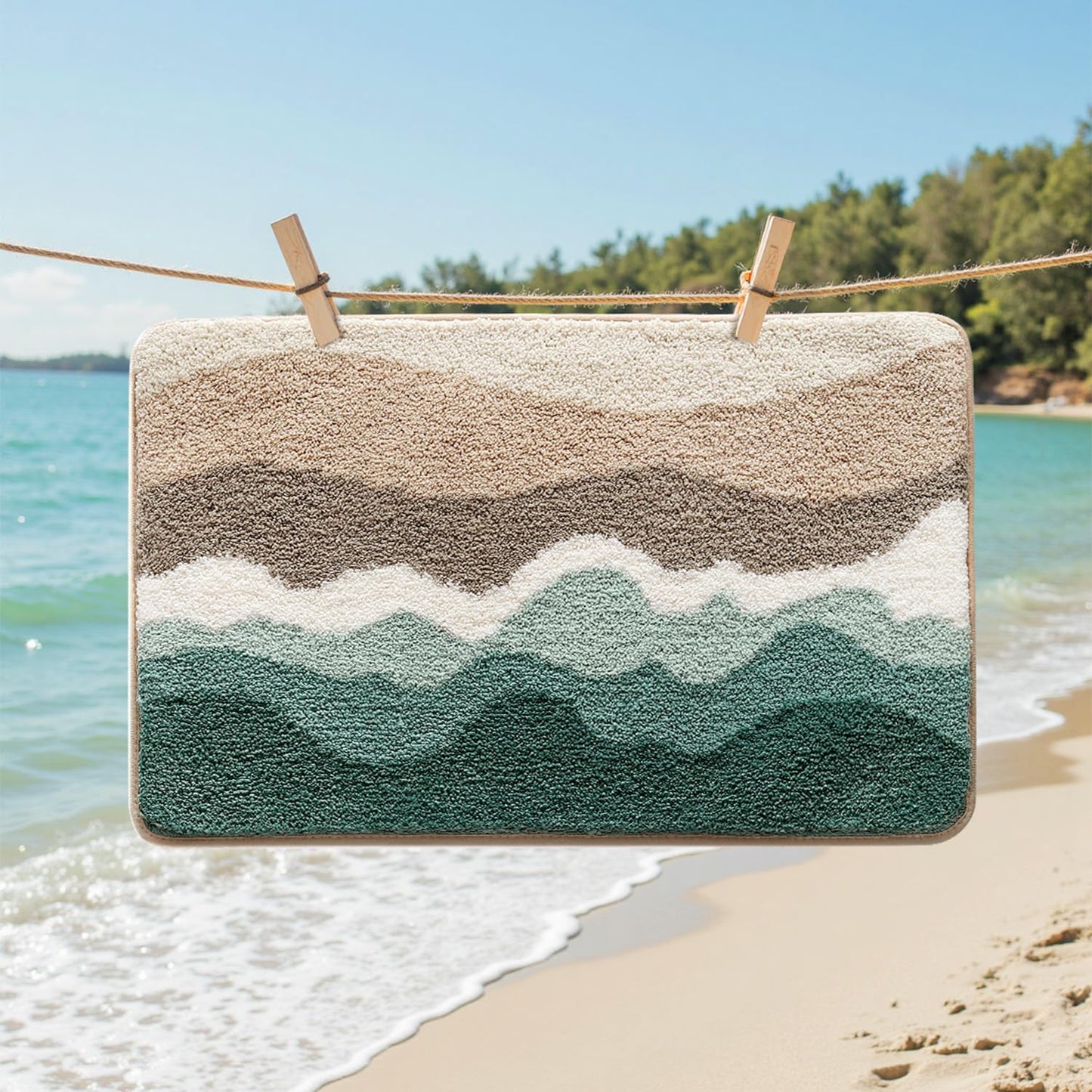 Bathroom Rugs, Non Slip Bath Mat Ultra Soft Washable Absorbent Quick Dry, Ocean Theme Collection