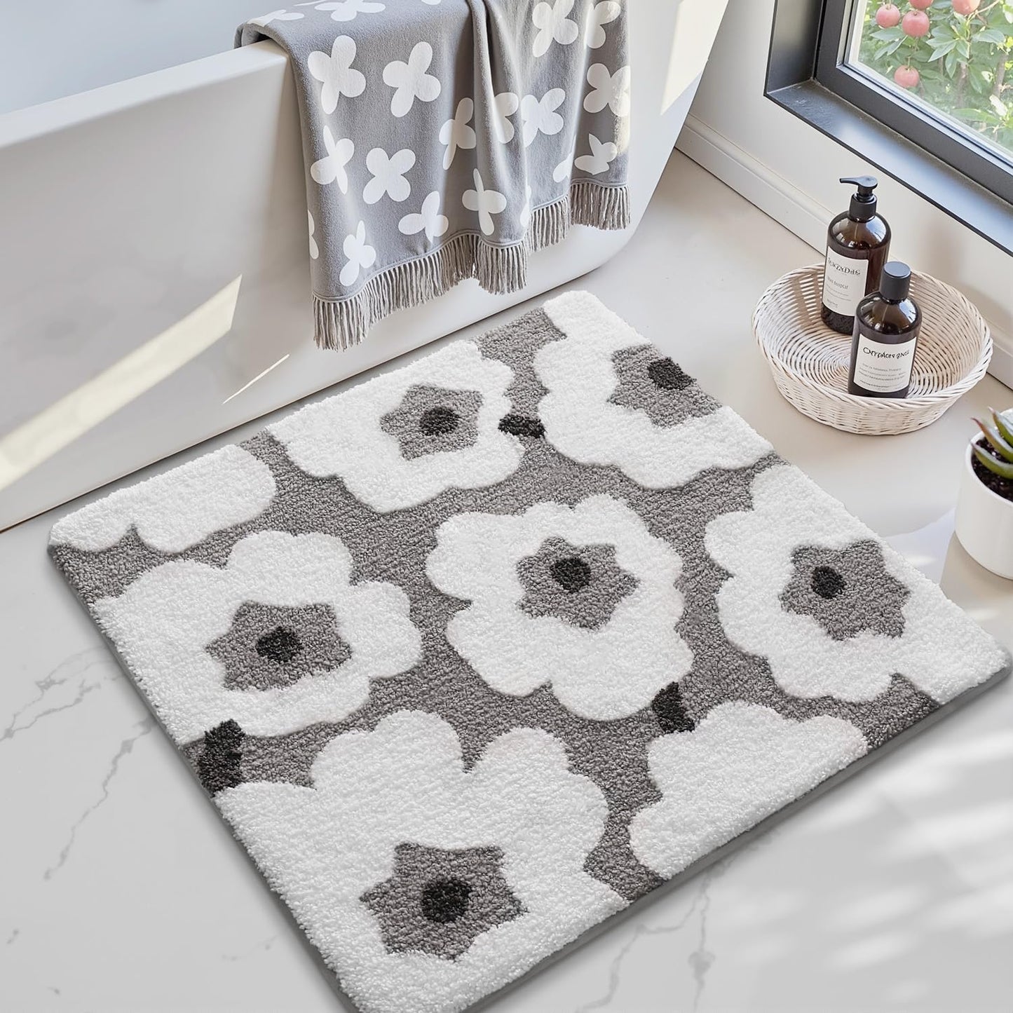 Bathroom Mat, Vibrant Plants Series.