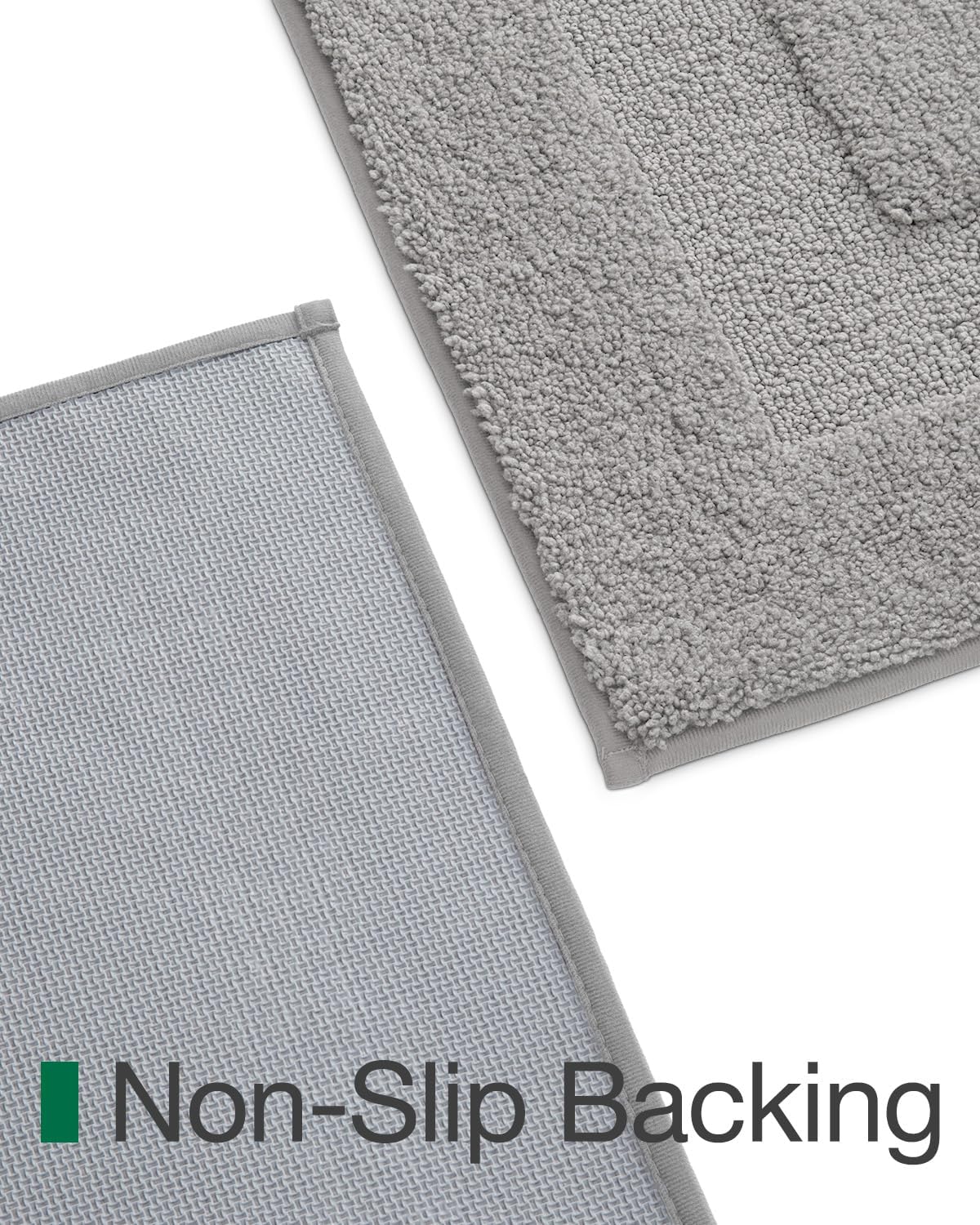 LUMI Ultra Soft Bathroom Rug, Non Slip Rubber Backing, Absorbent Washable Quick Dry, Premium Microfiber Plush, Light Grey, for Bathtub/Shower Floor