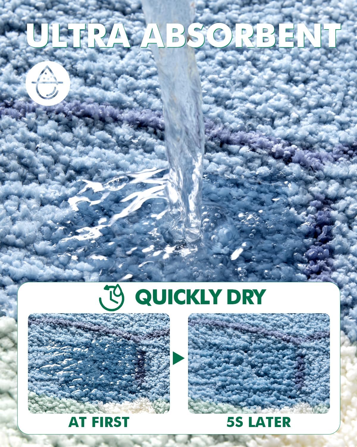 LUMI Cute Animal Bathroom Rugs, Plush Absorbent Bath Mats for Bathroom, Non-Slip Backing Washable Bath Mat, Ideal for Shower Sink Bathtub Room Decor, 20"x33", Blue Sea Turtle