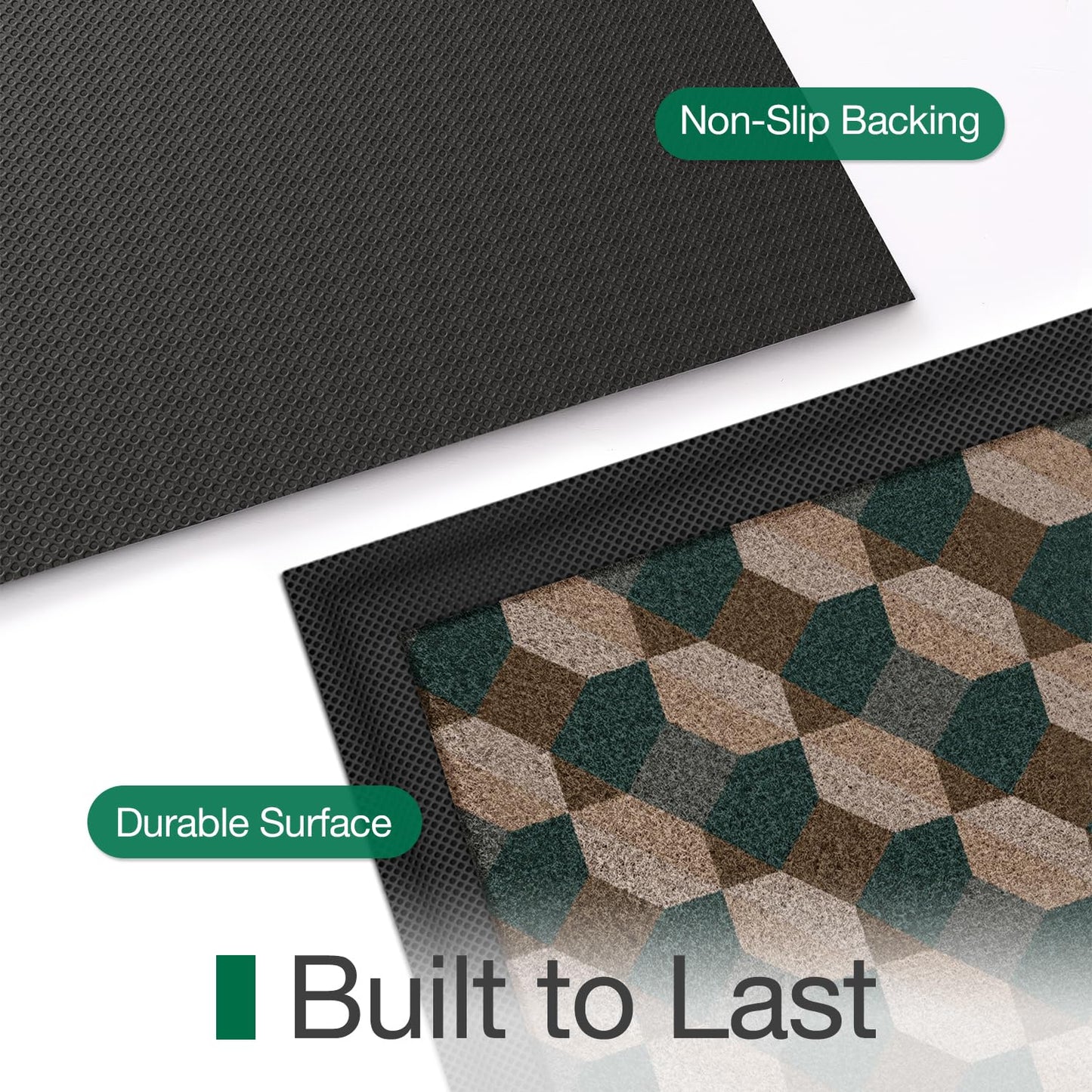LUMI Front Door Mat 17x30, Low-Profile Non-Slip Welcome Mat for Indoor Outdoor, Stain & Fade Resistant Geometric Door Mat for Entryway Patio Porch, Geo-Navy