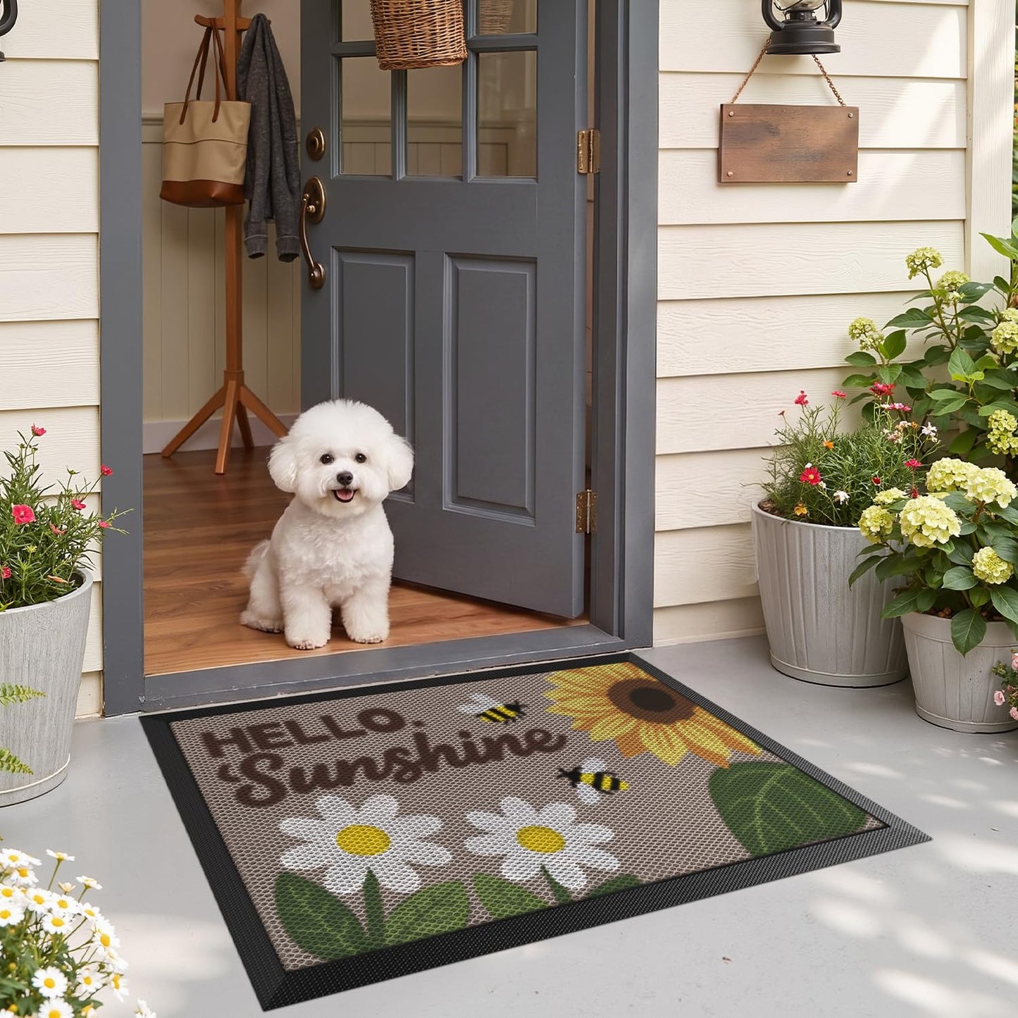 LUMI Outside Welcome Door Mat 32x47, Non-Slip Durable Rubber Easy Clean