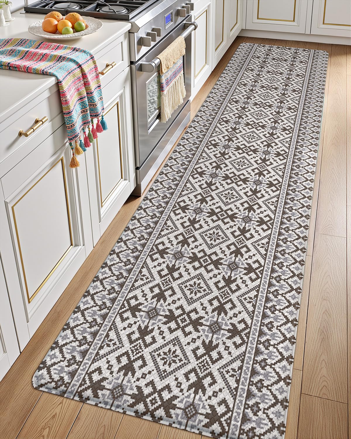 LUMI Anti-Fatigue Kitchen Floor Mats Set of 2,Cushioned Comfort Standing Rug Waterproof 2PCS, Non-Slip Ergonomic Foam Runner for Sink, Laundry, Office & Home,17x29+17x59,