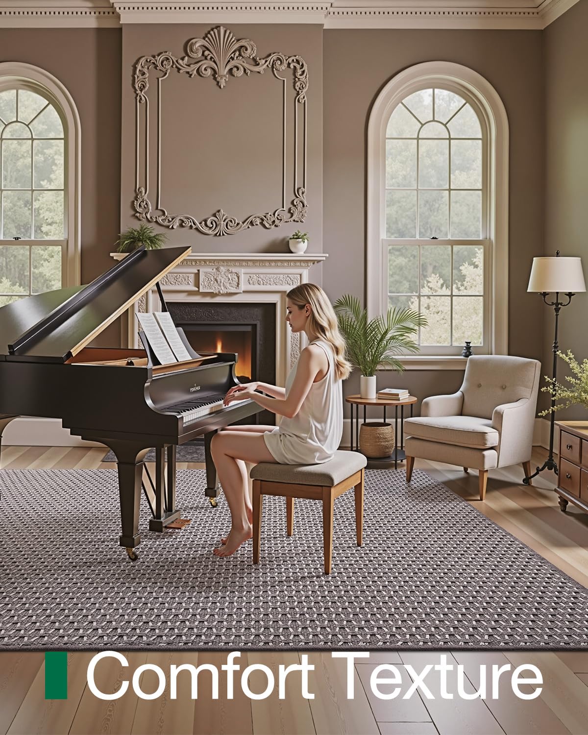 LUMI Washable Area Rug for Living Room Bedroom, Ultra Thin & Easy Clean