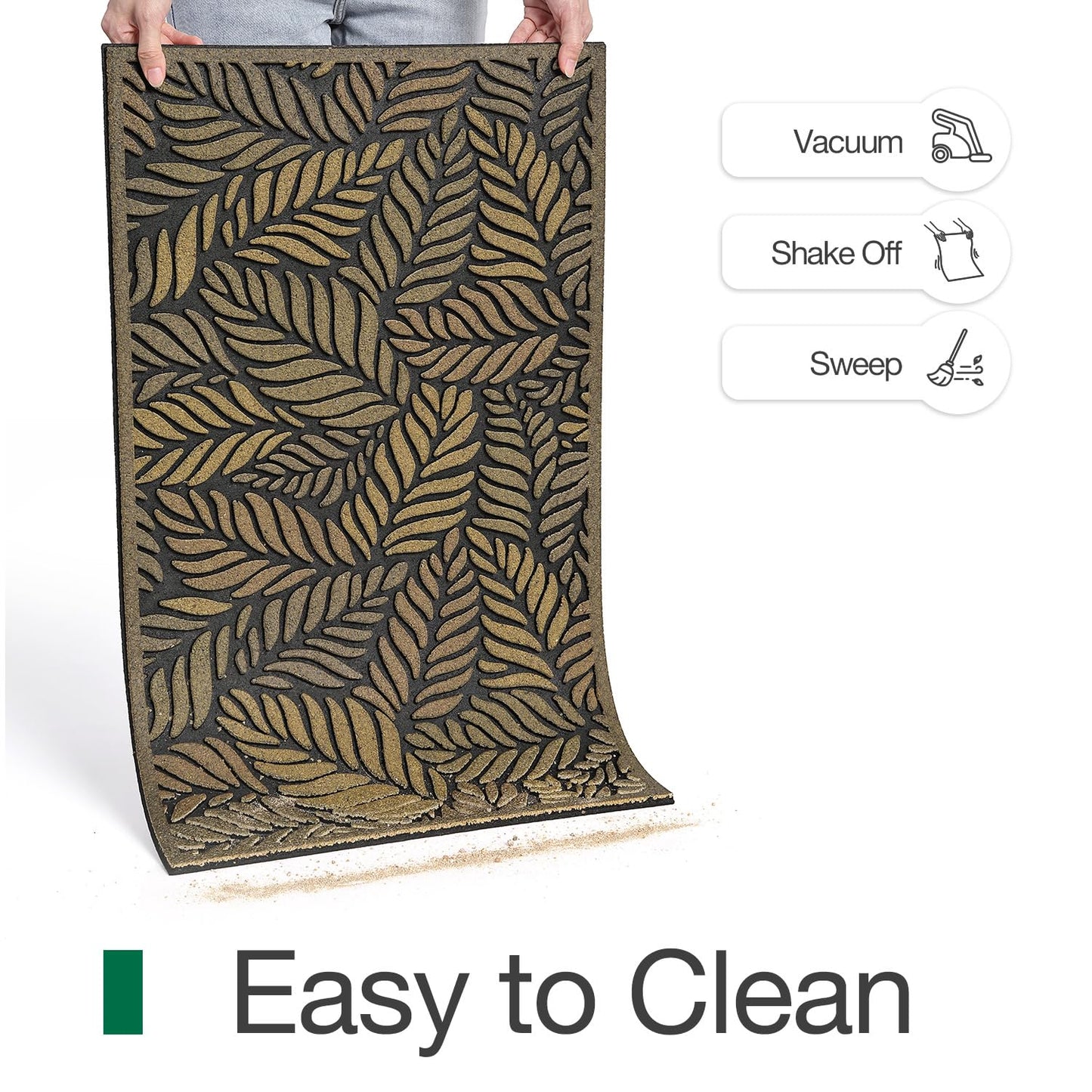 Entrance Doormat, Thick Natural Rubber Back, Stain and Fade Resistant, Nature Impression Collection - Fallen Leaves