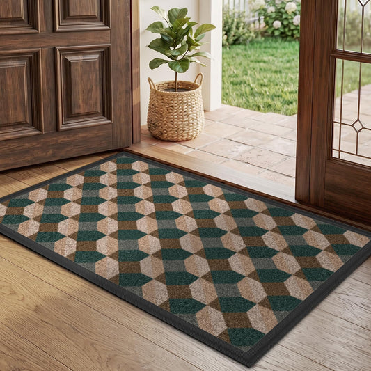 LUMI Thin Indoor Door Mat, Dirt & Moisture Trapping, Non-Slip Rubber Backing, Low Profile Inside Doormat for Home Entrance, Entryway, Patio & Porch
