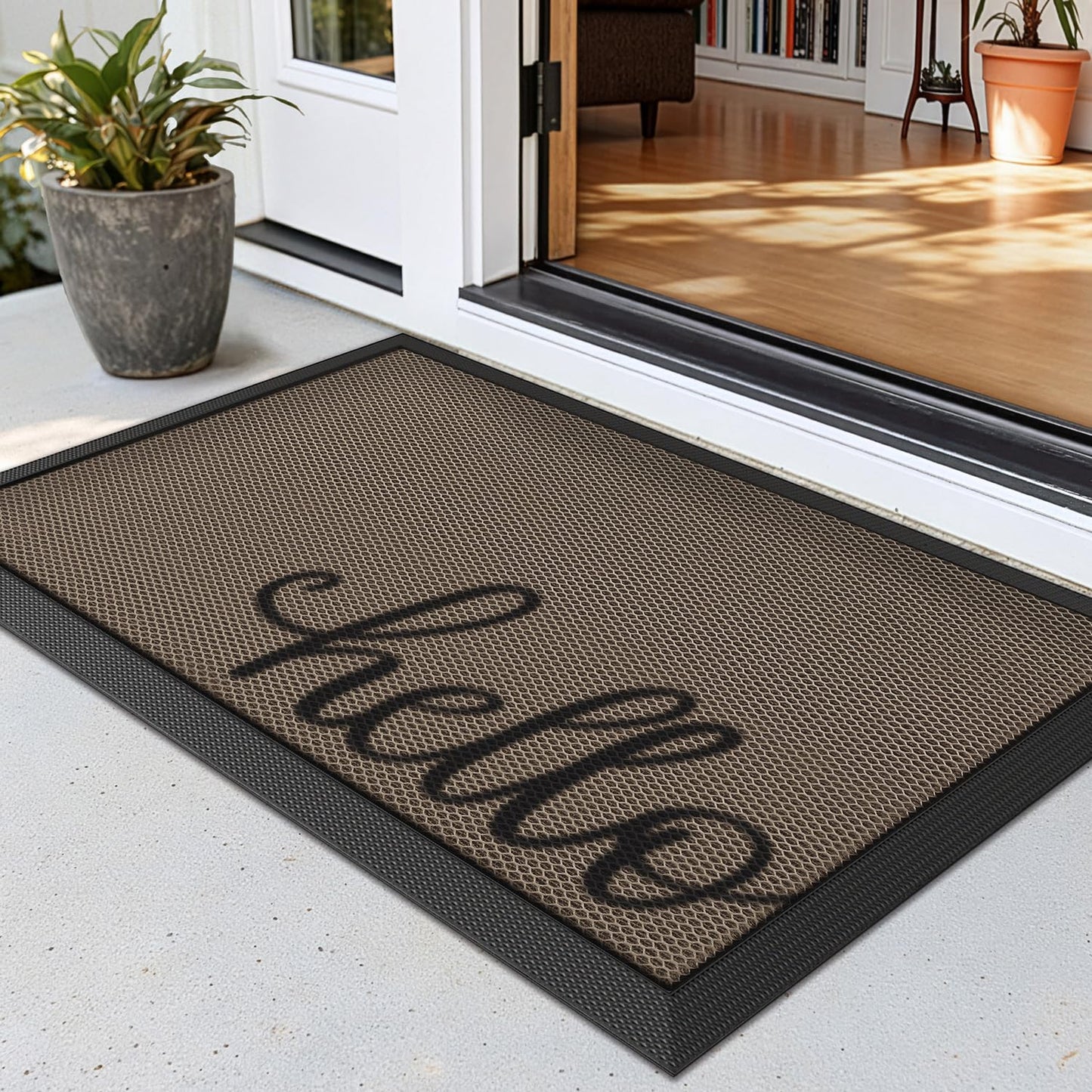 LUMI Outside Welcome Door Mat 32x47, Non-Slip Durable Rubber Easy Clean