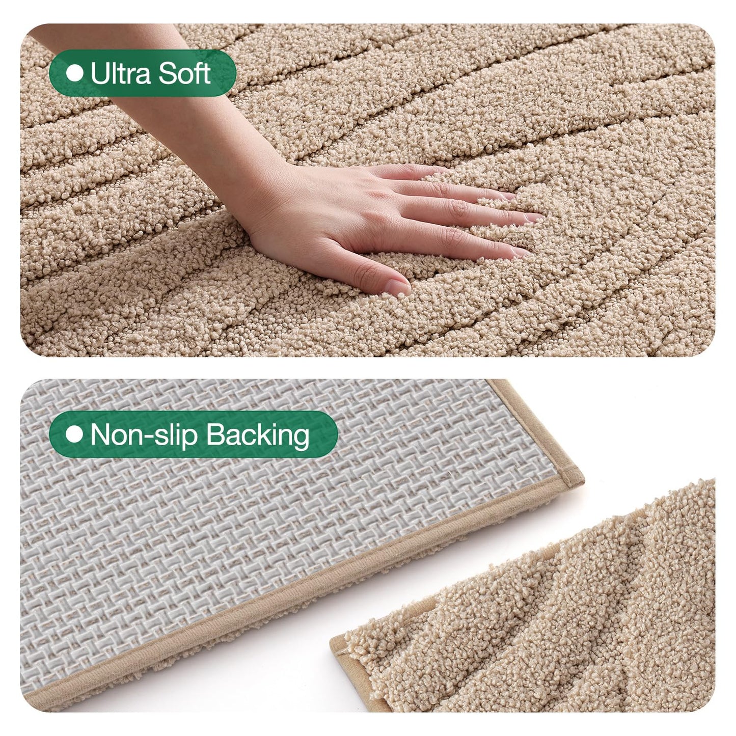 LUMI Bathroom Rug, Soft Absorbent Non Slip Bath Mat, Quick Dry Bath Mats, Machine Washable Microfiber Carpet for Modern Shower Room, Bathtub, Minimalist Bathmat, 36"x24", White