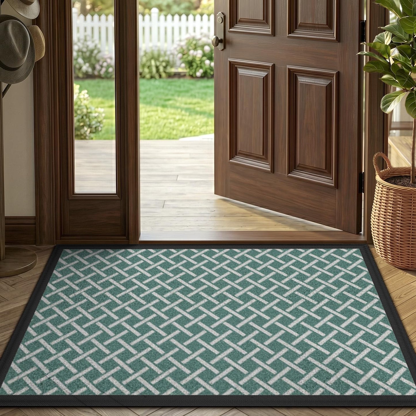 LUMI Thin Indoor Door Mat, Dirt & Moisture Trapping, Non-Slip Rubber Backing, Low Profile Inside Doormat for Home Entrance, Entryway, Patio & Porch