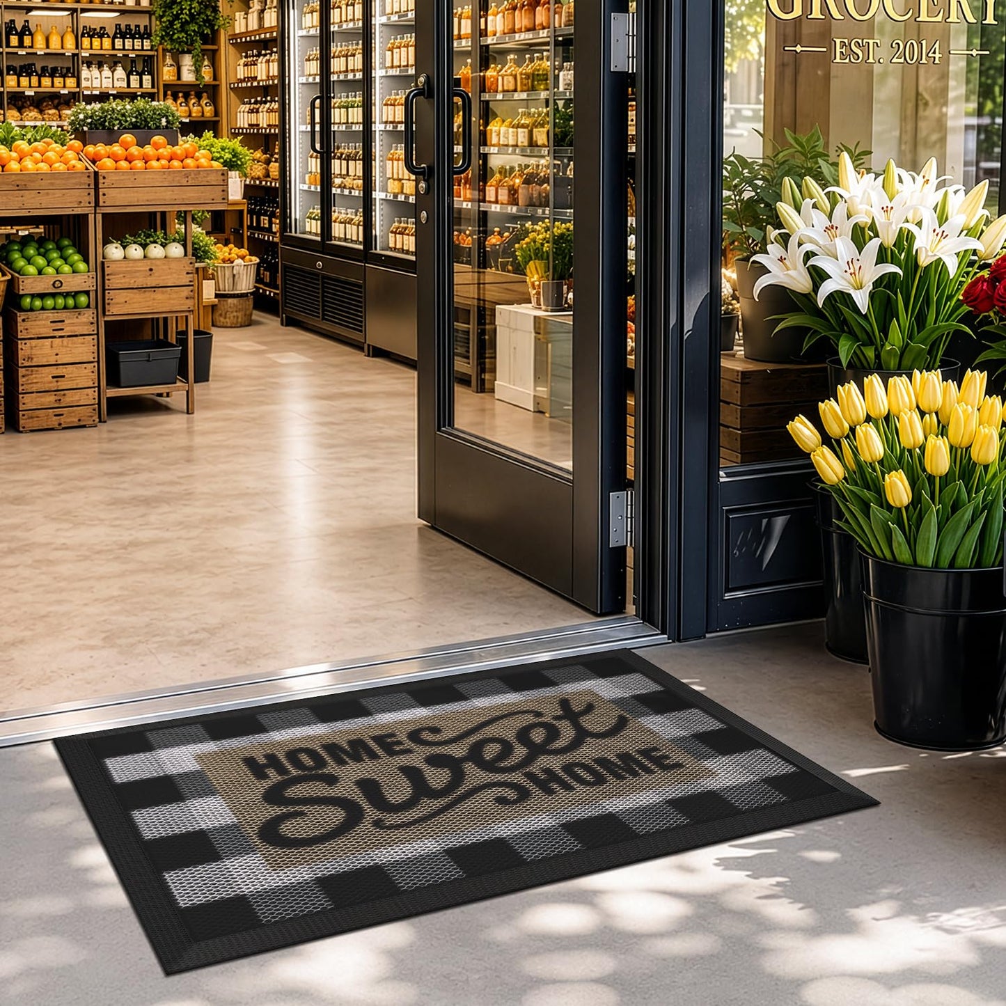 LUMI Outside Welcome Door Mat 32x47, Non-Slip Durable Rubber Easy Clean