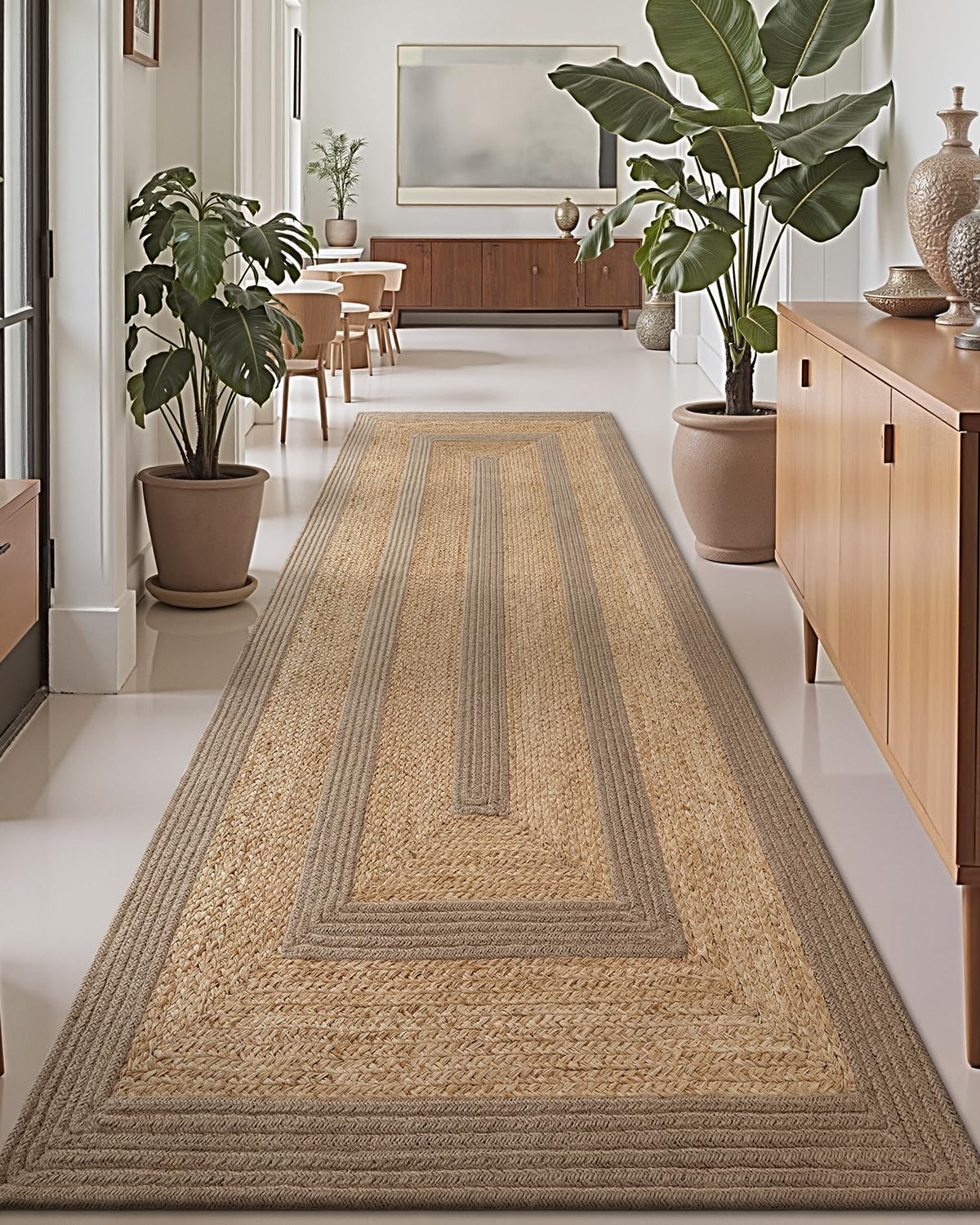 Jute Runner Rug, Natural Braided Woven Rugs, Jute Scape Series