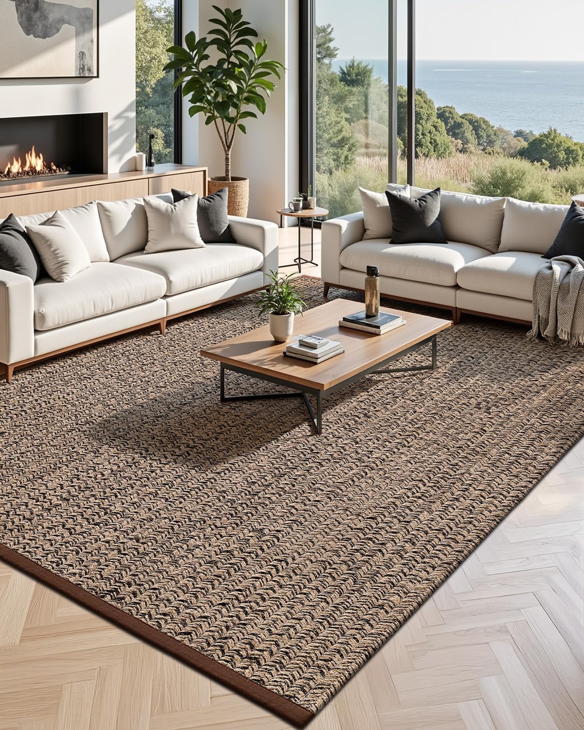 LUMI 8x10 Jute Area Rug for Living Room, Natural Braided Woven Rugs Non Slip, Neutral Carpets No Shedding, Durable for High Traffic, Dining Room, Indoor, Outdoor, Patio