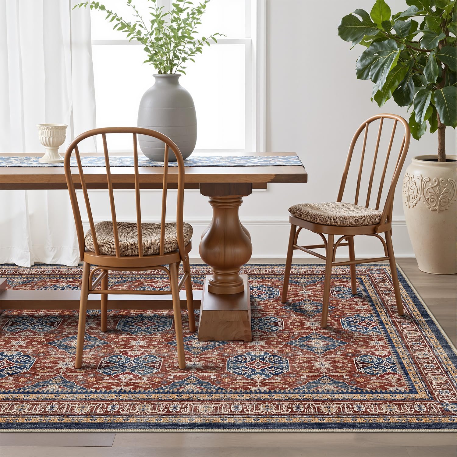LUMI Washable Area Rug 5x8/8x10 for Living Room, Ultra Soft Stain Resistant Carpet with Non Slip Rubber Backing, Non-Shedding Low Pile Rugs for Bedroom, Dining Room, Indoor, Office