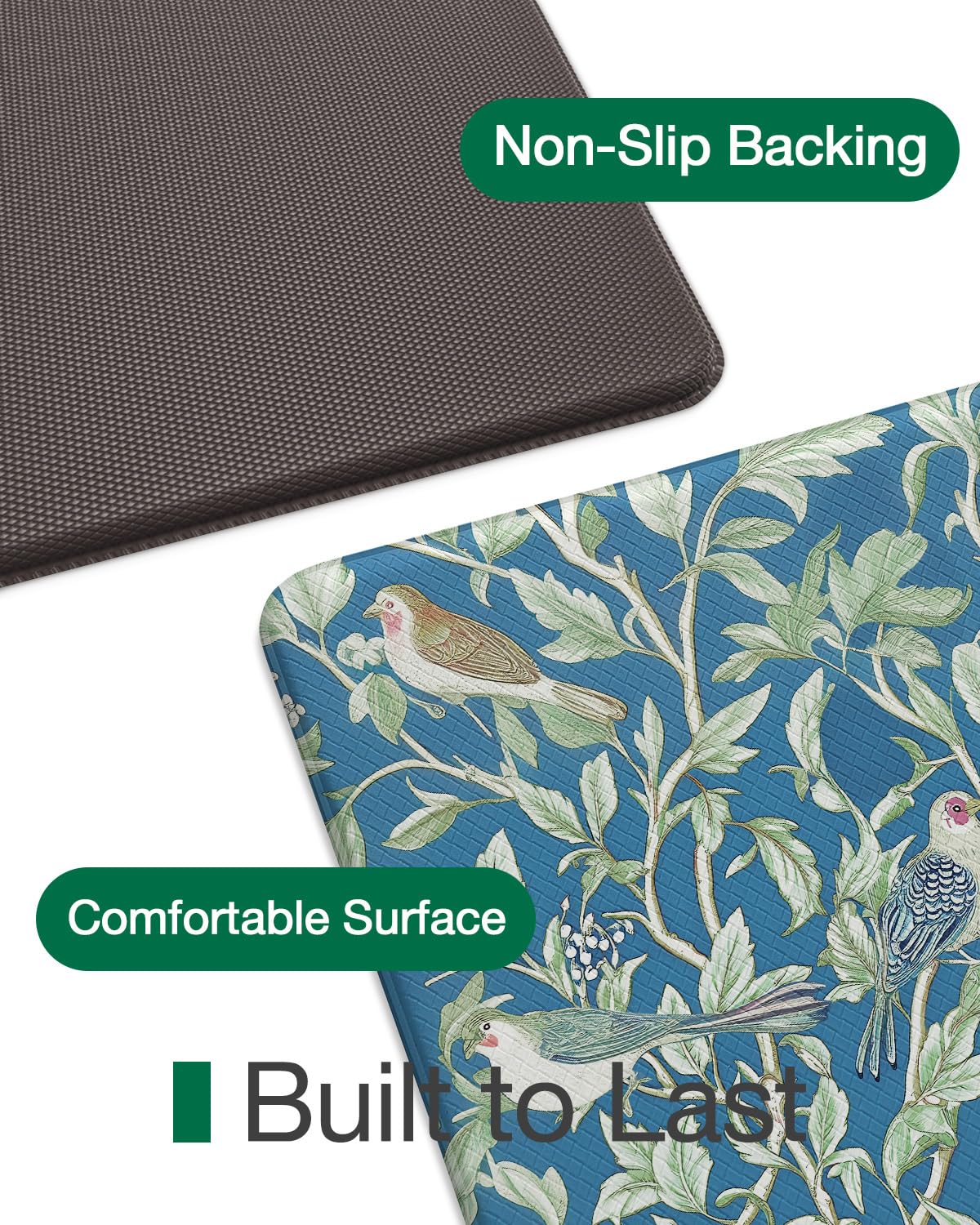 LUMI Anti-Fatigue Kitchen Floor Mats Set of 2,Cushioned Comfort Standing Rug Waterproof 2PCS, Non-Slip Ergonomic Foam Runner for Sink, Laundry, Office & Home,17x29+17x59,