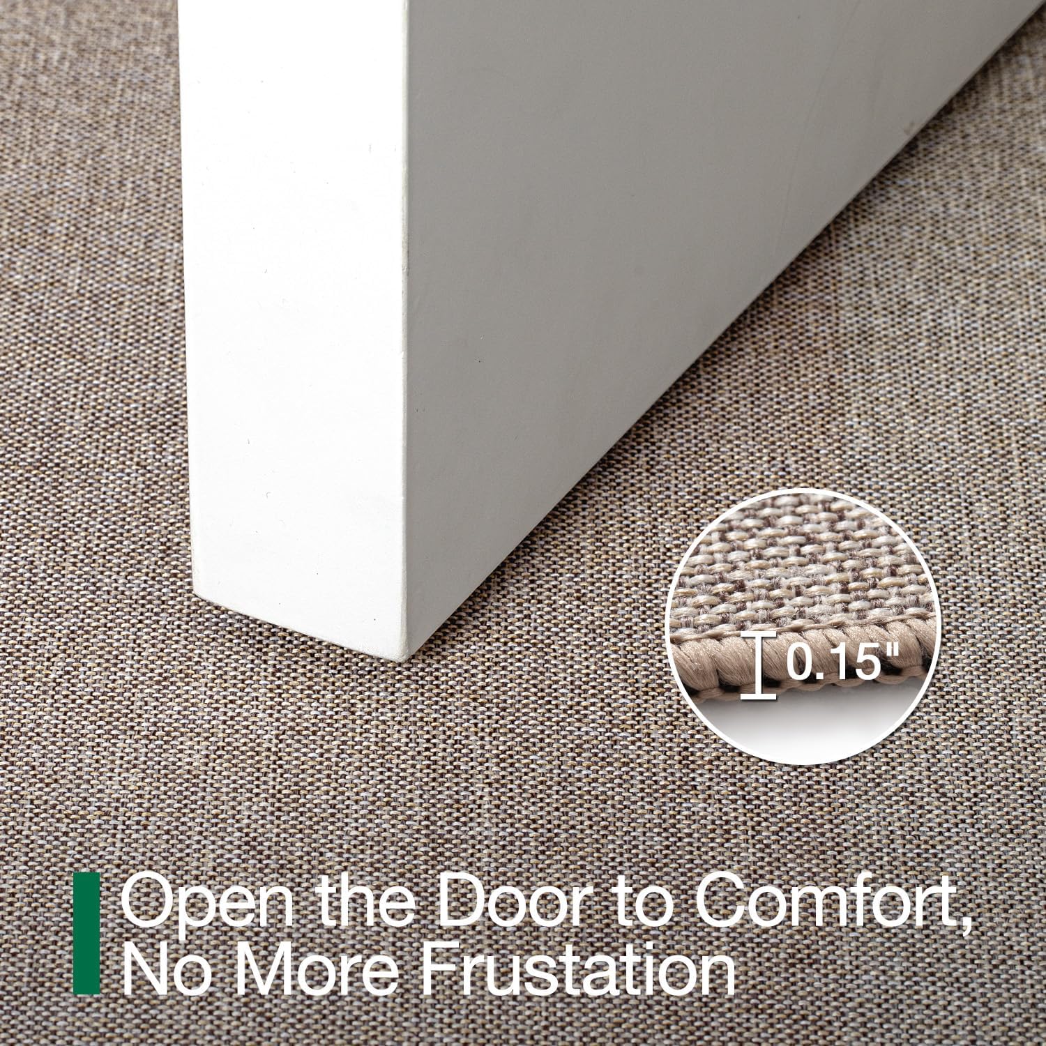 LUMI Ultra Thin Entryway Door Mat, Low Profile Non Slip Rubber Backing, Easy Clean, Greenish Grey, for Indoor/Patio