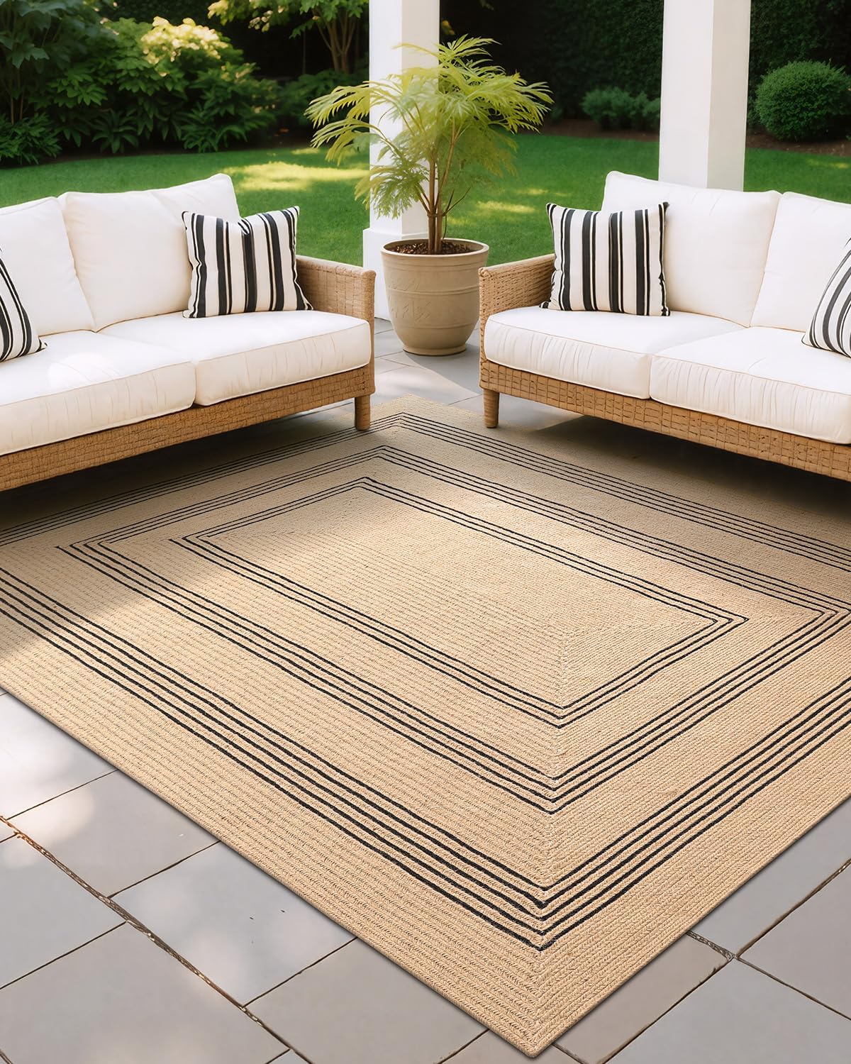 LUMI 8x10 Jute Area Rug for Living Room, Natural Braided Woven Rugs Non Slip, Neutral Carpets No Shedding, Durable for High Traffic, Dining Room, Indoor, Outdoor, Patio
