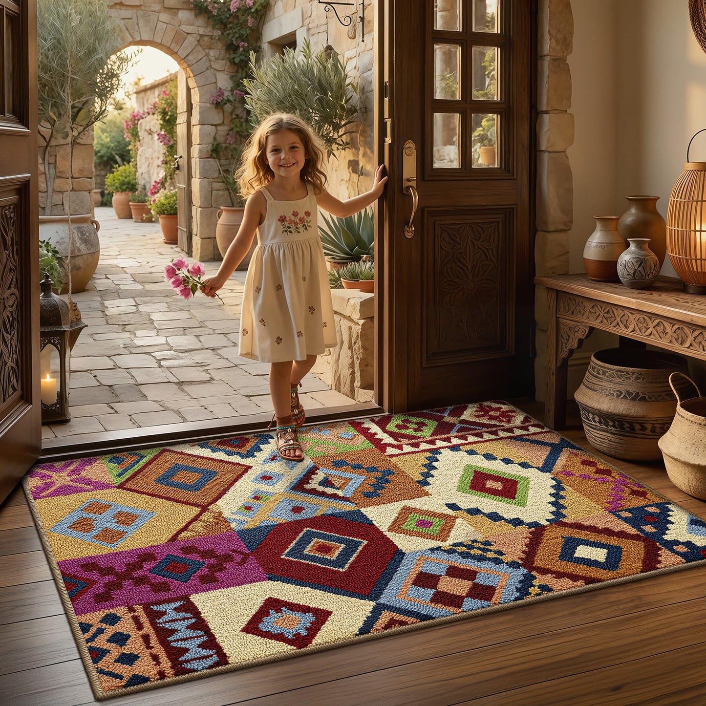 LUMI Indoor Door Mat 24x36, Non-Slip Durable Rubber Backing Washable