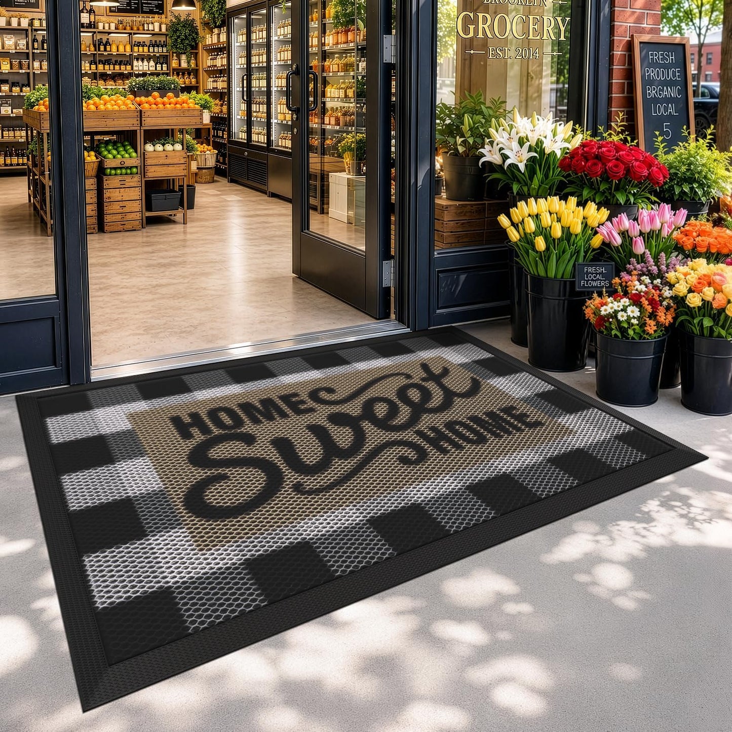 LUMI Outside Welcome Door Mat 32x47, Non-Slip Durable Rubber Easy Clean