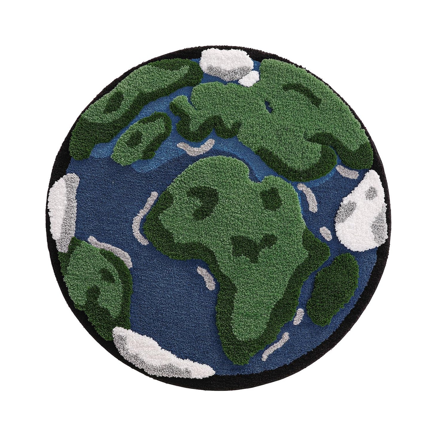 LUMI Round High Pile Earth Globe Bathroom Rug