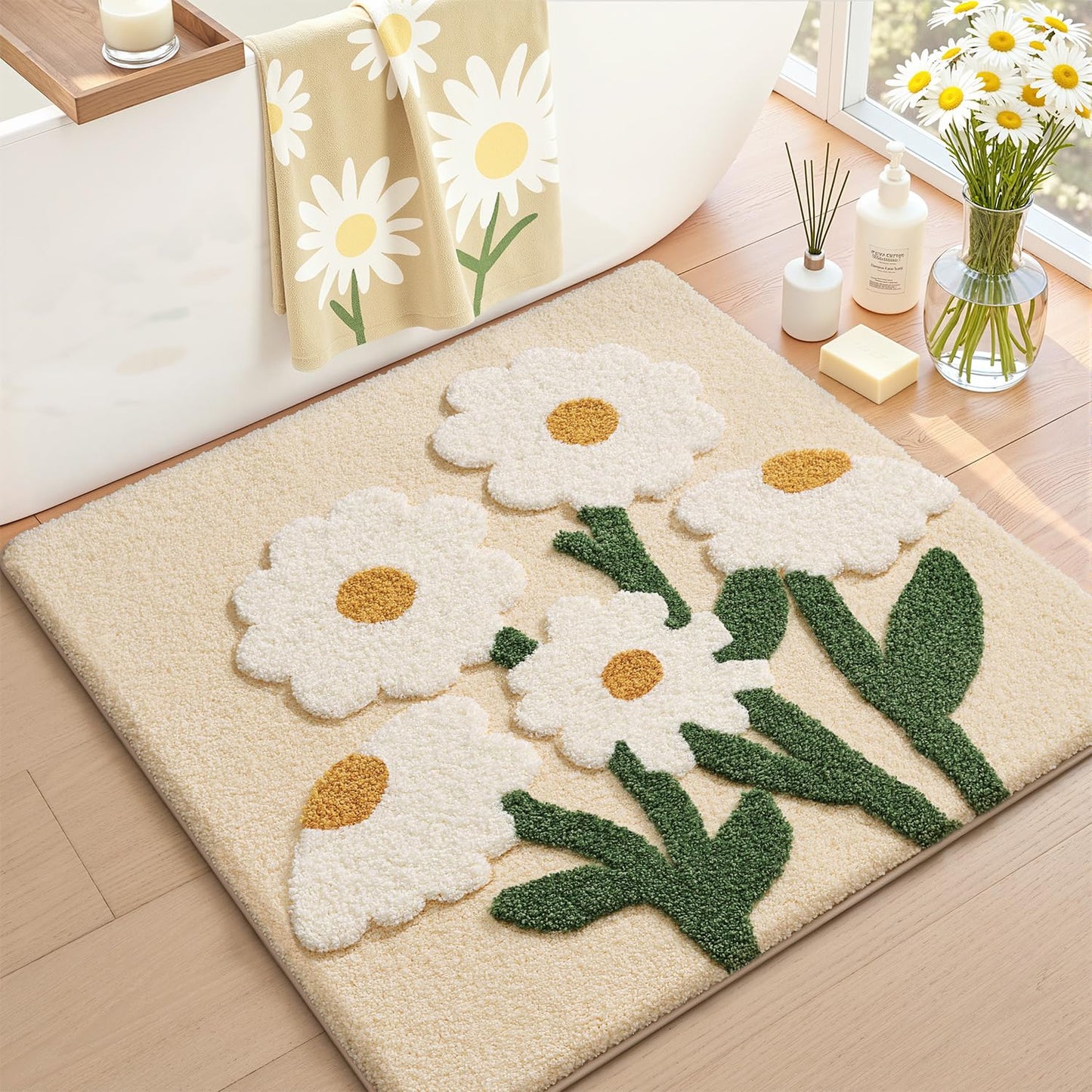 Bathroom Mat, Vibrant Plants Series.