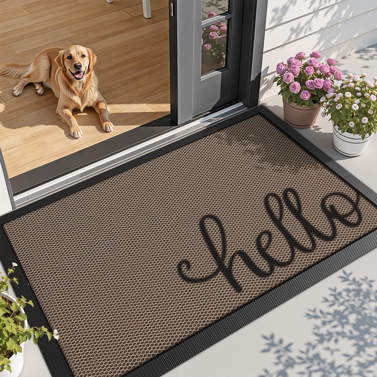 LUMI Outside Welcome Door Mat 32x47, Non-Slip Durable Rubber Easy Clean