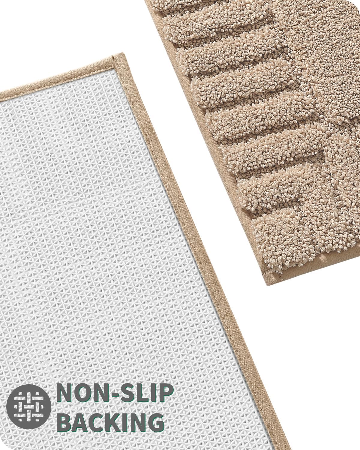 LUMI Bathroom Rug, Non Slip Rubber Backing, Extra Soft Plush Microfiber, Absorbent, Machine Washable Quick Dry, Beige, for Tub/Shower/Hotel
