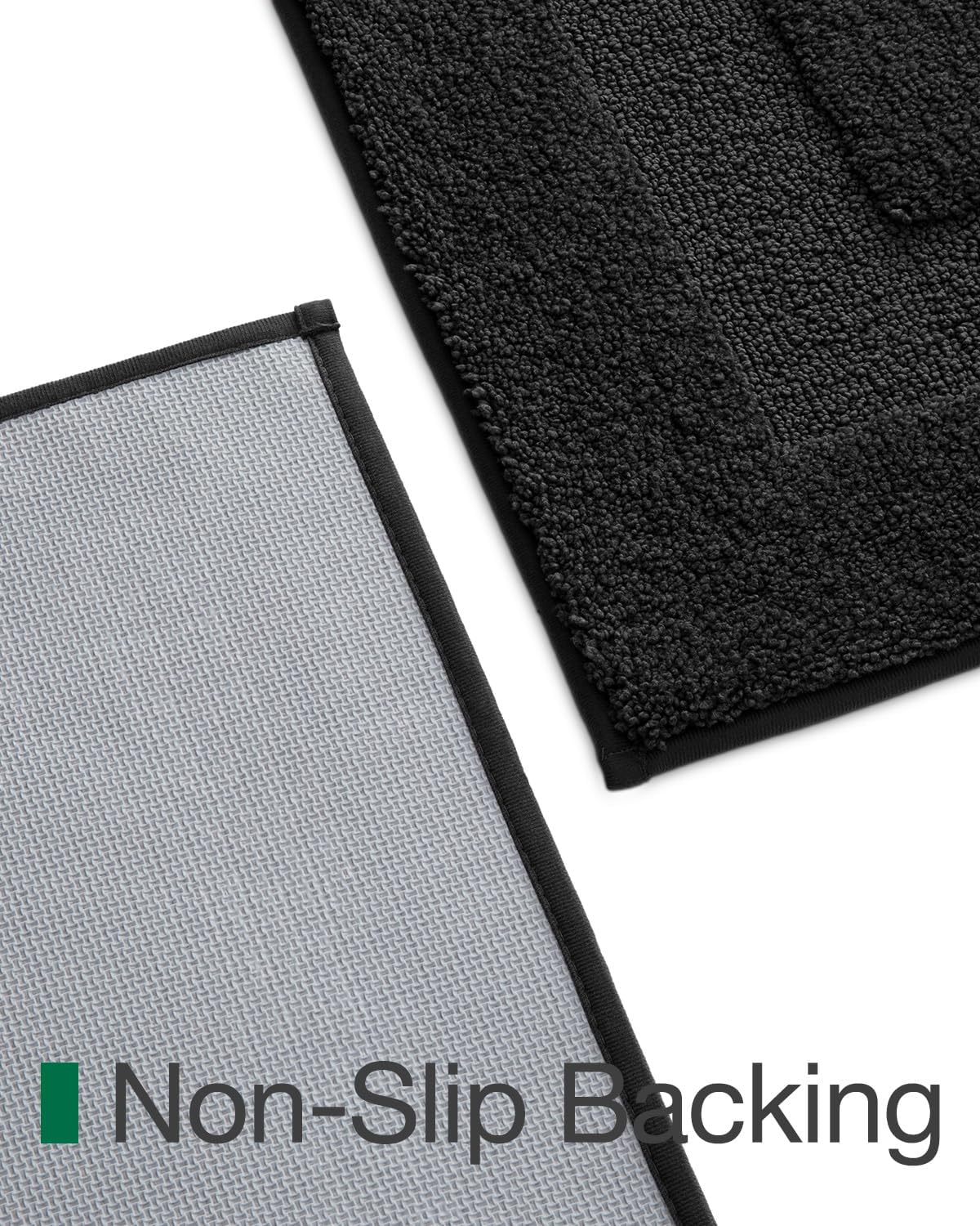 LUMI Ultra Soft Bathroom Rug, Non Slip Rubber Backing, Absorbent Washable Quick Dry, Premium Microfiber Plush, Black, for Bathtub/Shower Floor