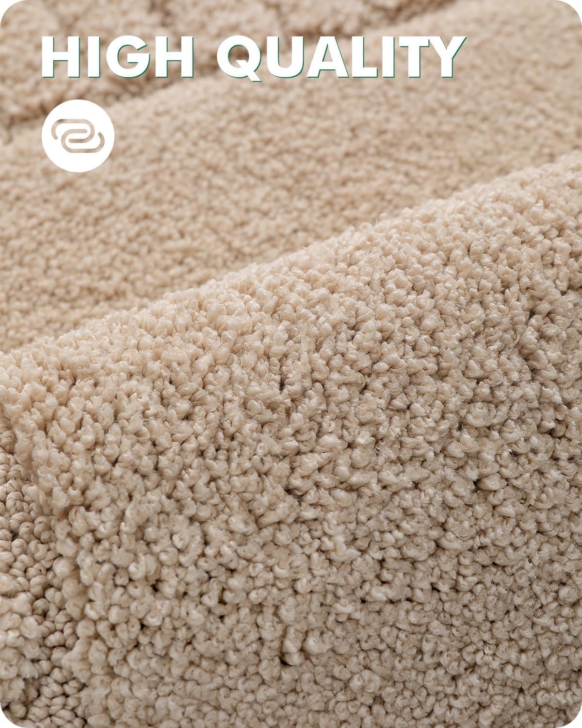 LUMI Bathroom Rug, Non Slip Rubber Backing, Extra Soft Plush Microfiber, Absorbent, Machine Washable Quick Dry, Beige, for Tub/Shower/Hotel