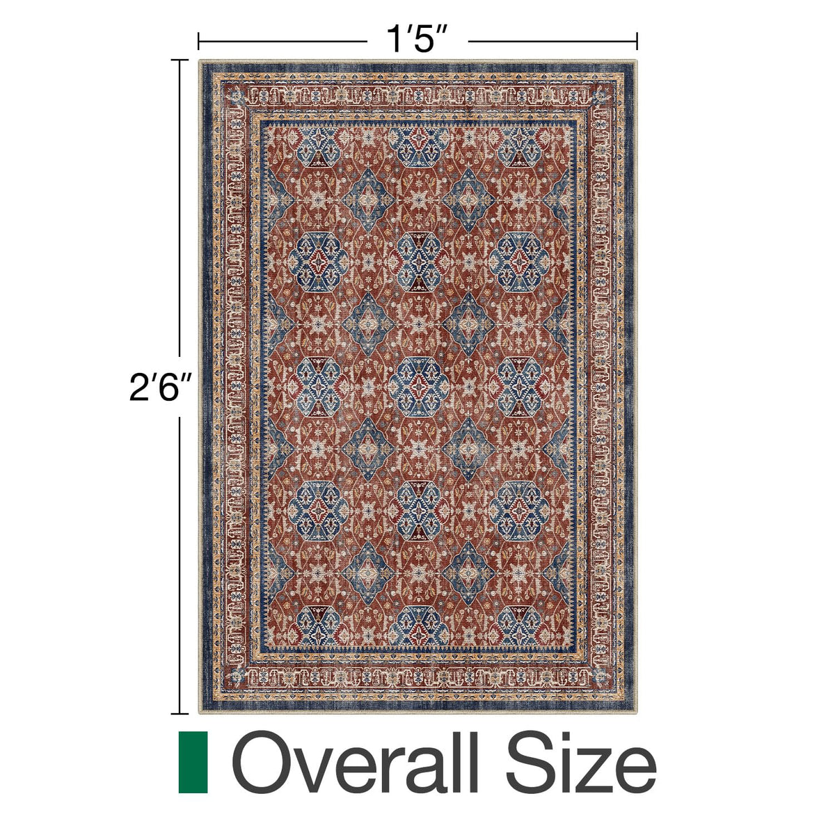 LUMI Washable Area Rug for Living Room Bedroom, Ultra Thin & Easy Clean
