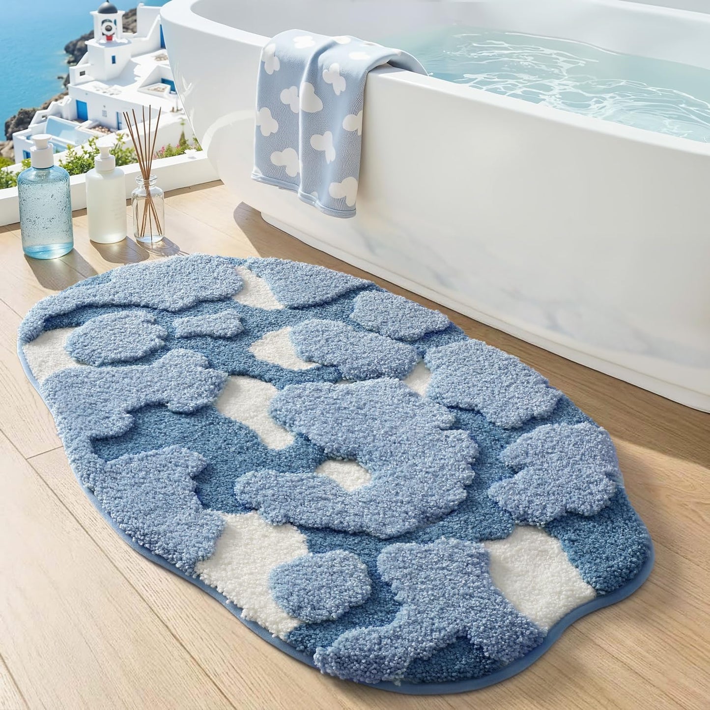 LUMI Forest Green Large Bathroom Rug, Soft Fluffy Bath Mat Non Slip, Quick Dry Absorbent Washable Carpet for Shower Floor, Bedroom, Kids Room, 24"x36"