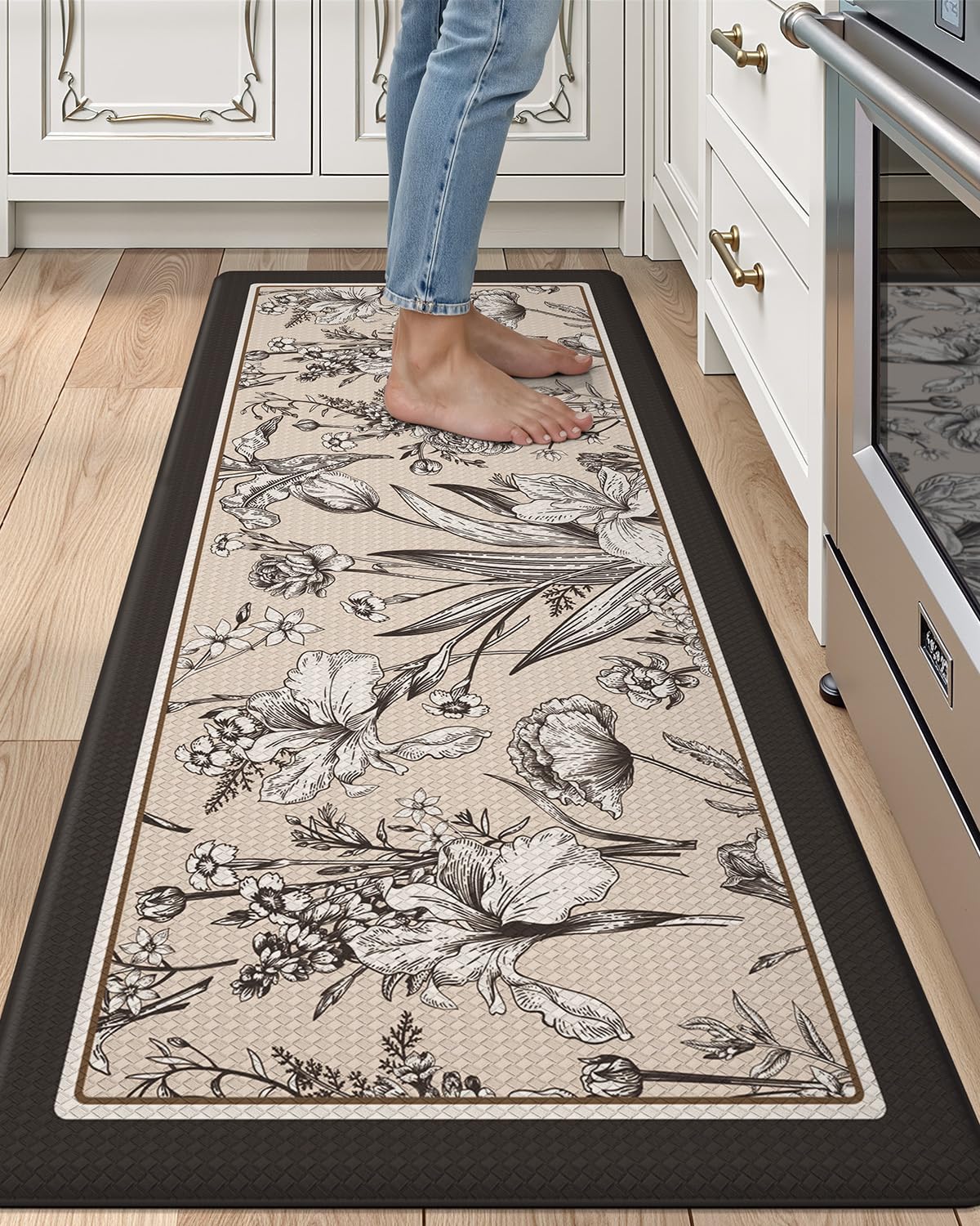LUMI Anti-Fatigue Kitchen Floor Mats Set of 2,Cushioned Comfort Standing Rug Waterproof 2PCS, Non-Slip Ergonomic Foam Runner for Sink, Laundry, Office & Home,17x29+17x59,