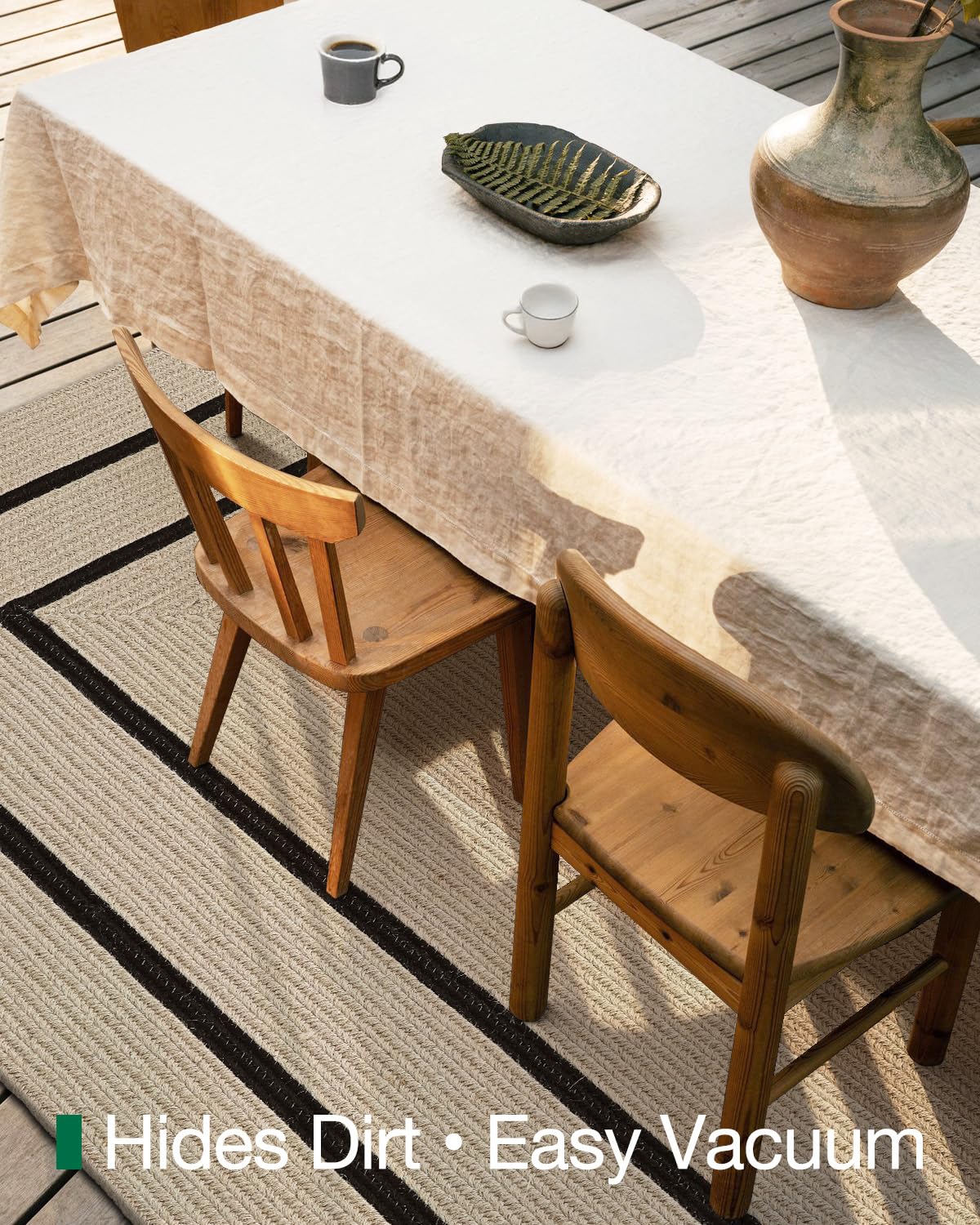 LUMI 8x10 Jute Area Rug for Living Room, Natural Braided Woven Rugs Non Slip, Neutral Carpets No Shedding, Durable for High Traffic, Dining Room, Indoor, Outdoor, Patio