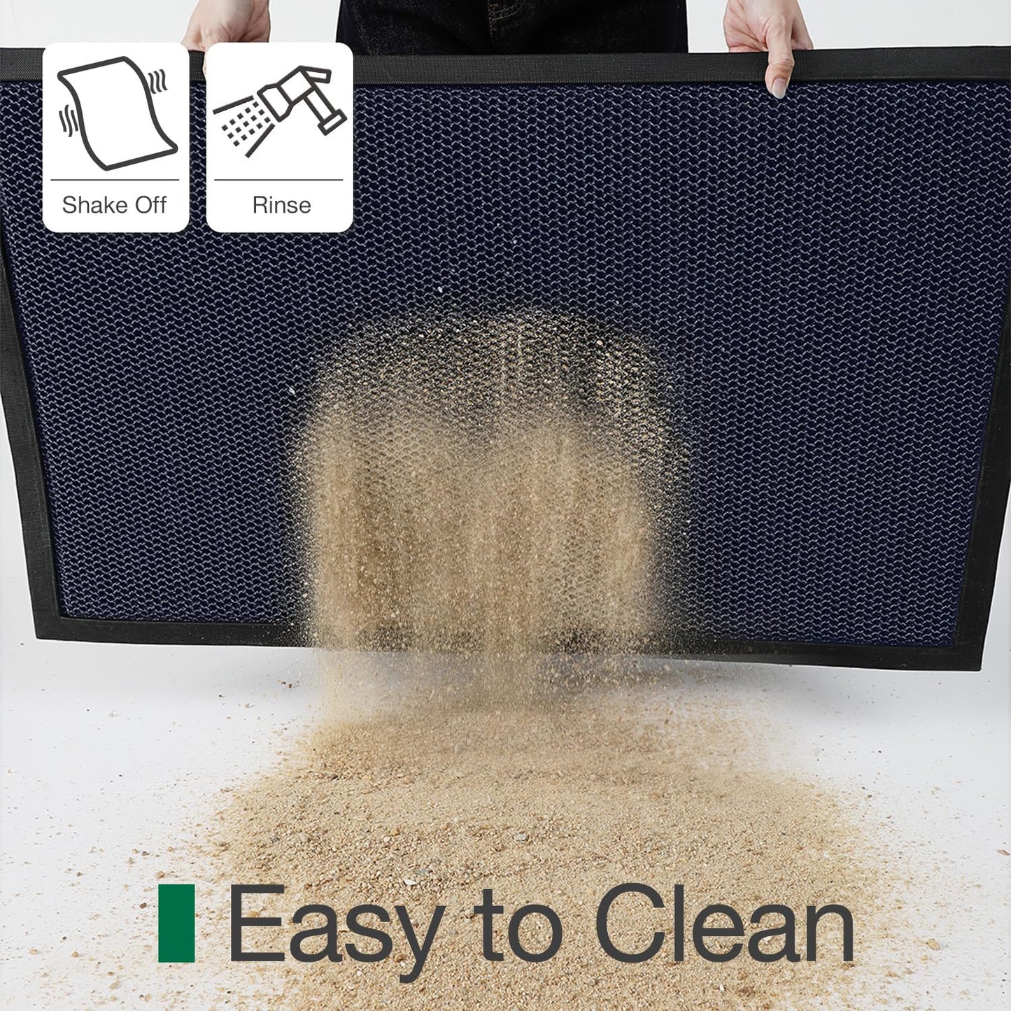LUMI Front Door Mat for Outside Entrance 17''x30'', Heavy-Duty Dirt-Trapping Doormat with Durable Non-Slip Rubber Backing, Stain & Fade-Resistant Entry Mats, Black