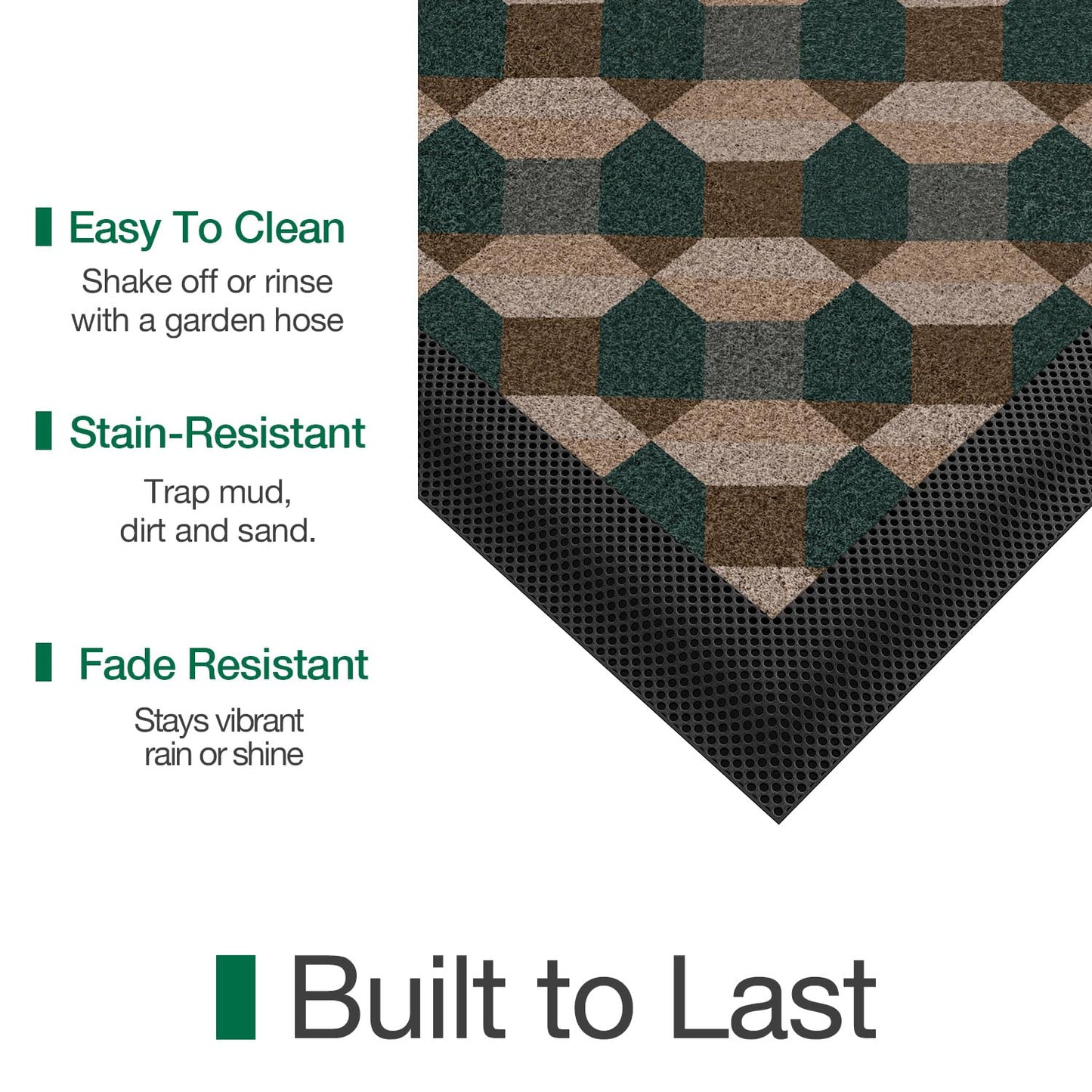 LUMI Thin Indoor Door Mat, Dirt & Moisture Trapping, Non-Slip Rubber Backing, Low Profile Inside Doormat for Home Entrance, Entryway, Patio & Porch