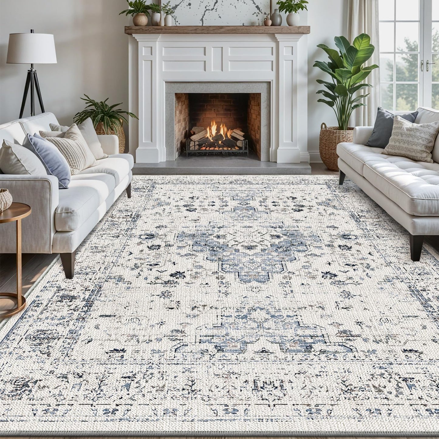 LUMI Washable Area Rug for Living Room Bedroom, Ultra Thin & Easy Clean