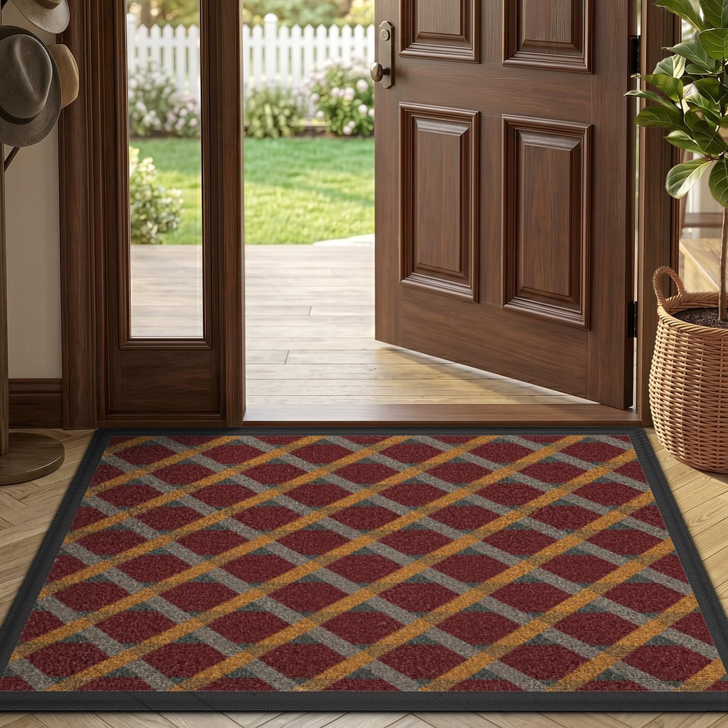 LUMI Thin Indoor Door Mat, Dirt & Moisture Trapping, Non-Slip Rubber Backing, Low Profile Inside Doormat for Home Entrance, Entryway, Patio & Porch
