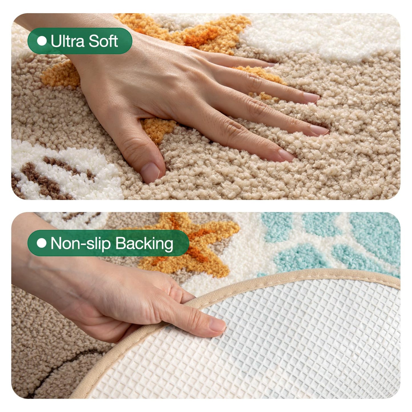 Bathroom Rugs, Non Slip Bath Mat Ultra Soft Washable Absorbent Quick Dry, Ocean Theme Collection
