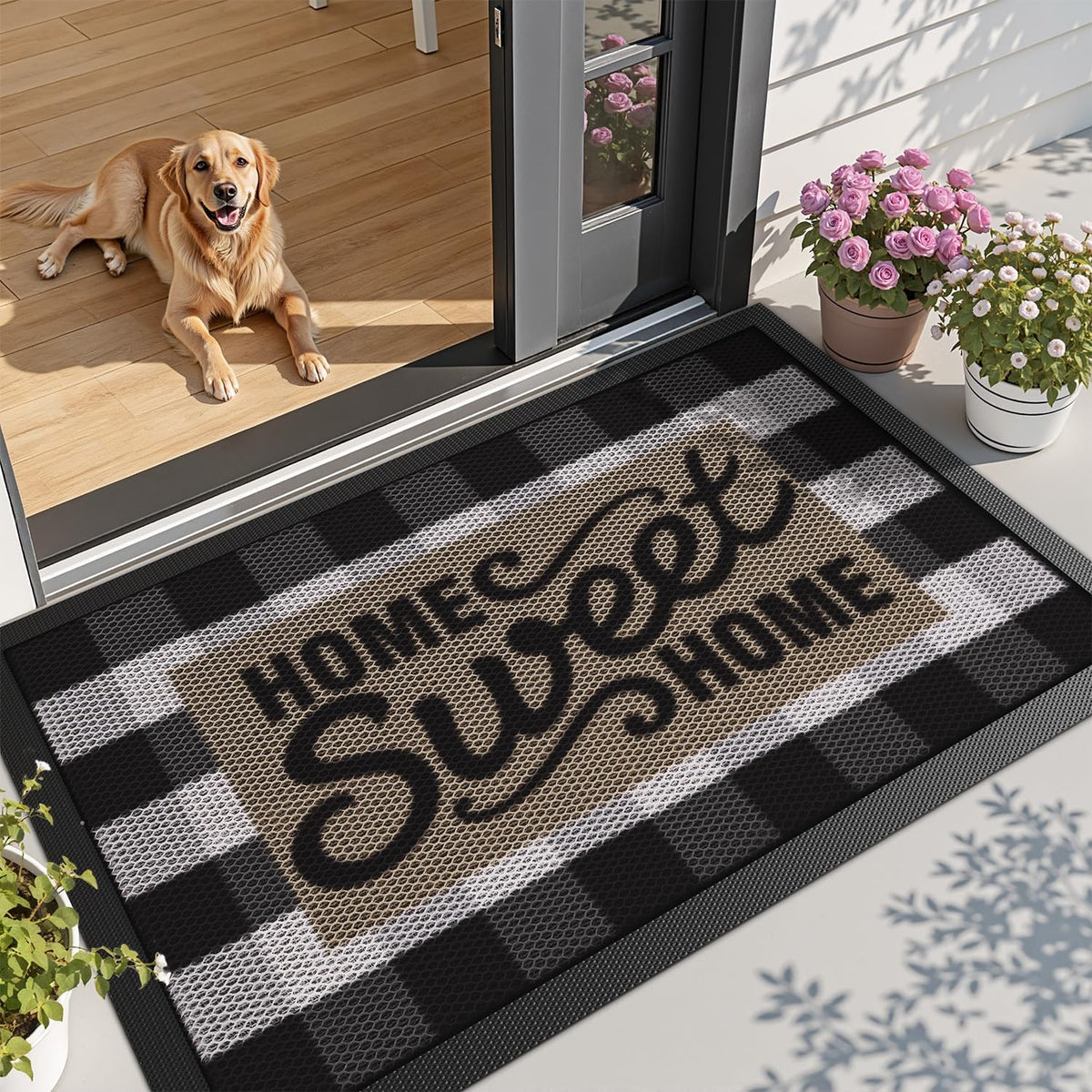 LUMI Outside Welcome Door Mat 32x47, Non-Slip Durable Rubber Easy Clean