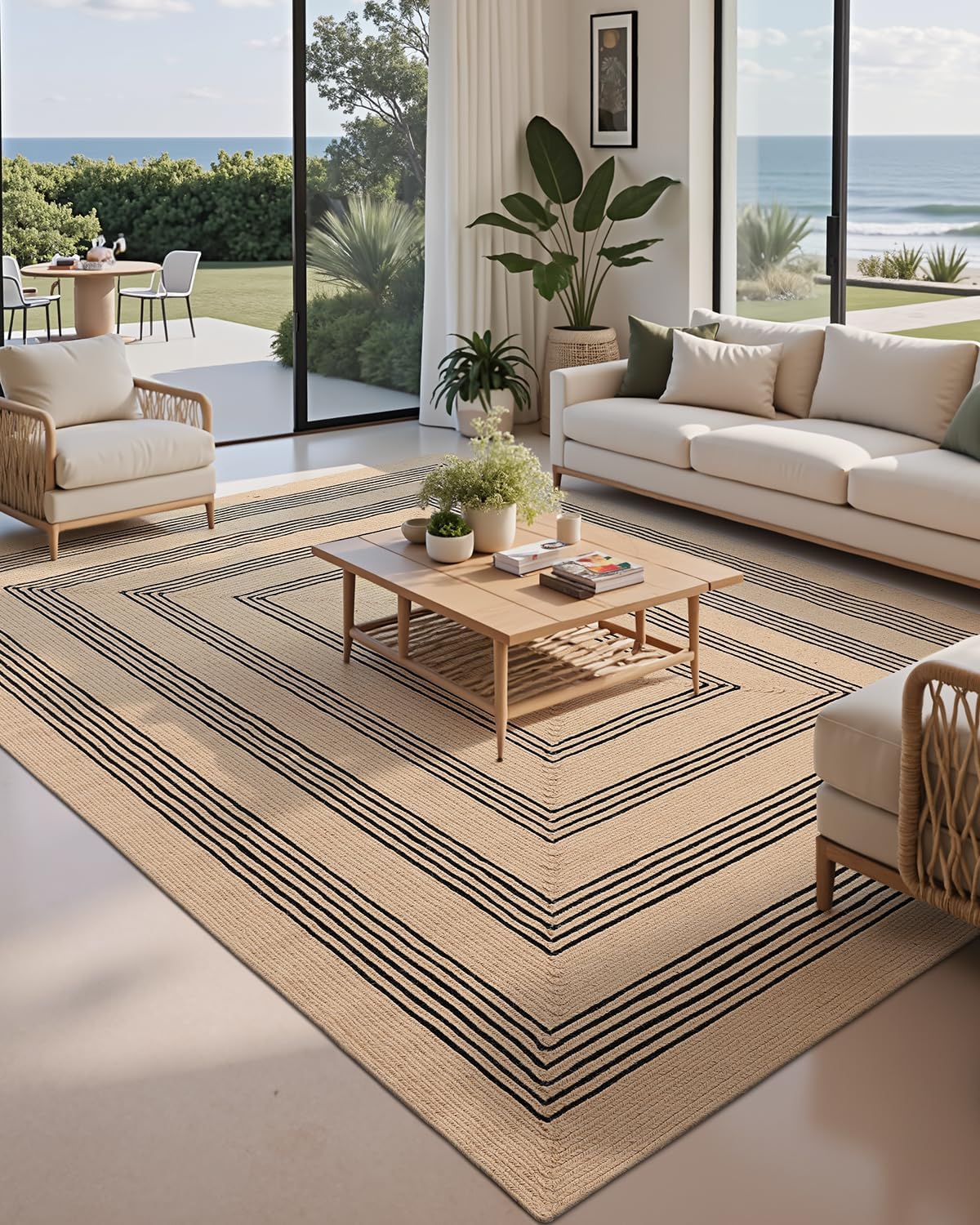 LUMI 8x10 Jute Area Rug for Living Room, Natural Braided Woven Rugs Non Slip, Neutral Carpets No Shedding, Durable for High Traffic, Dining Room, Indoor, Outdoor, Patio