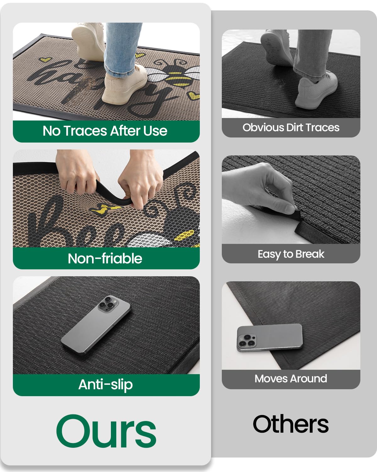 LUMI Outside Welcome Door Mat 32x47, Non-Slip Durable Rubber Easy Clean