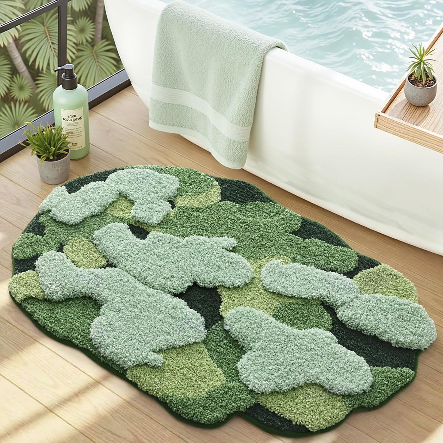 LUMI Forest Green Large Bathroom Rug, Soft Fluffy Bath Mat Non Slip, Quick Dry Absorbent Washable Carpet for Shower Floor, Bedroom, Kids Room, 24"x36"